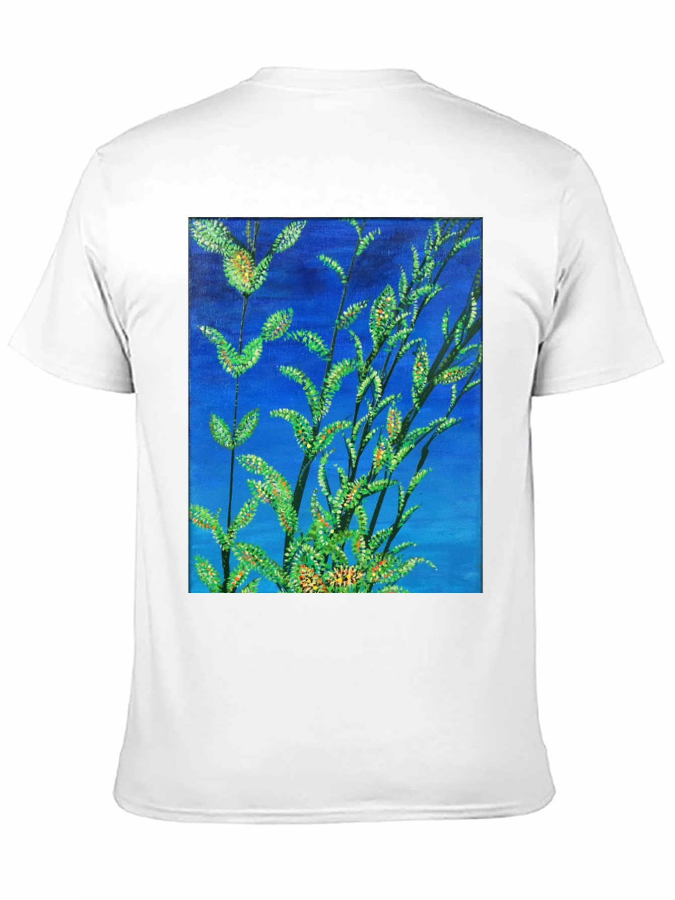 Black Botanical Blue T-Shirt - Vivid Nature Art Tee view 11