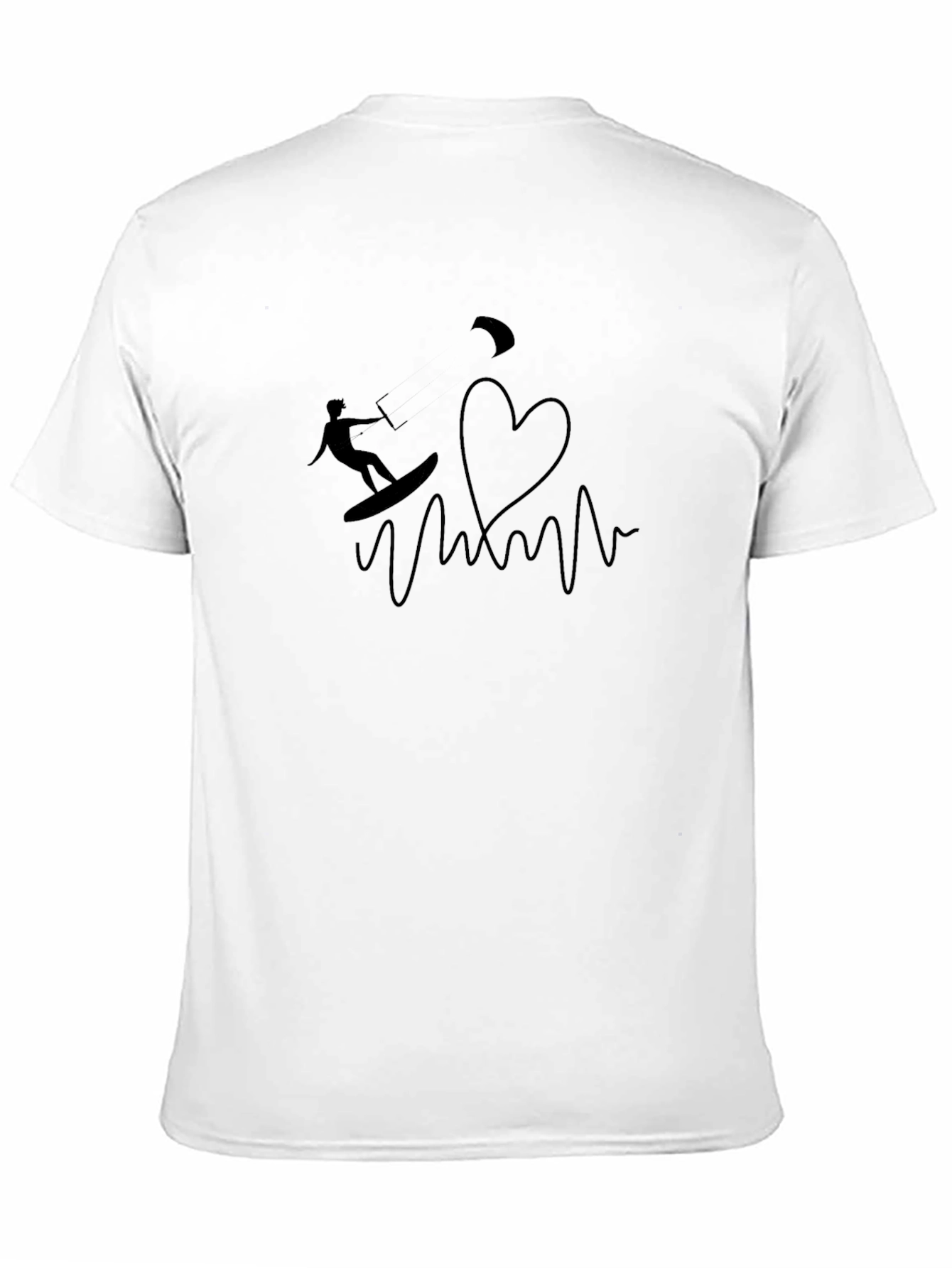 Black Kite Surfing Heartbeat Graphic T-Shirt - Black view 11
