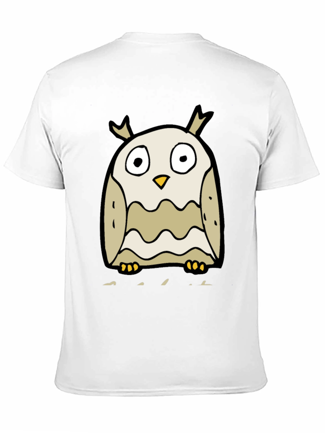 Cartoon Owl Graphic Tee - Black Cotton Blend - 11