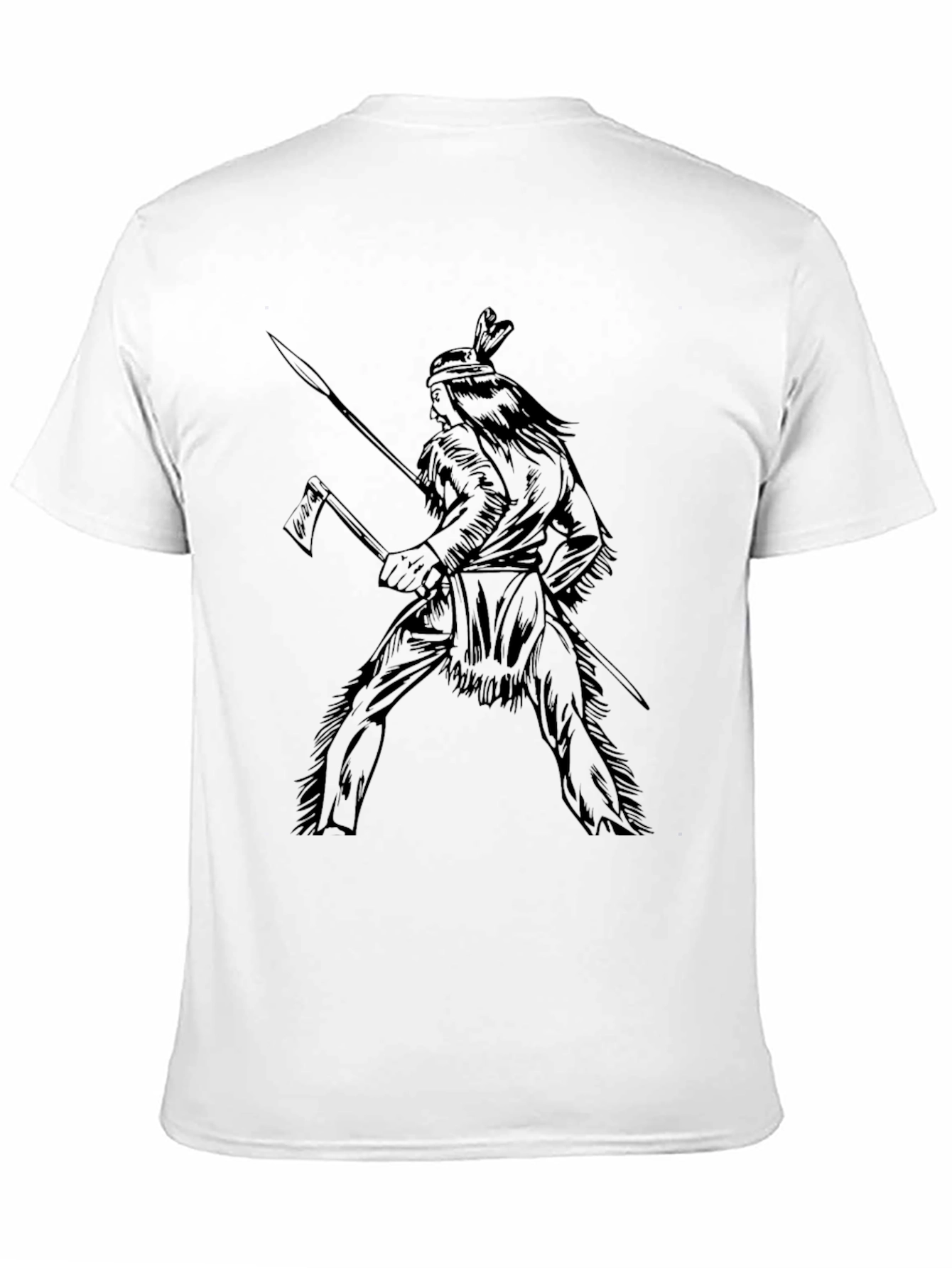 Black Native American Warrior Graphic T-Shirt - Black view 11