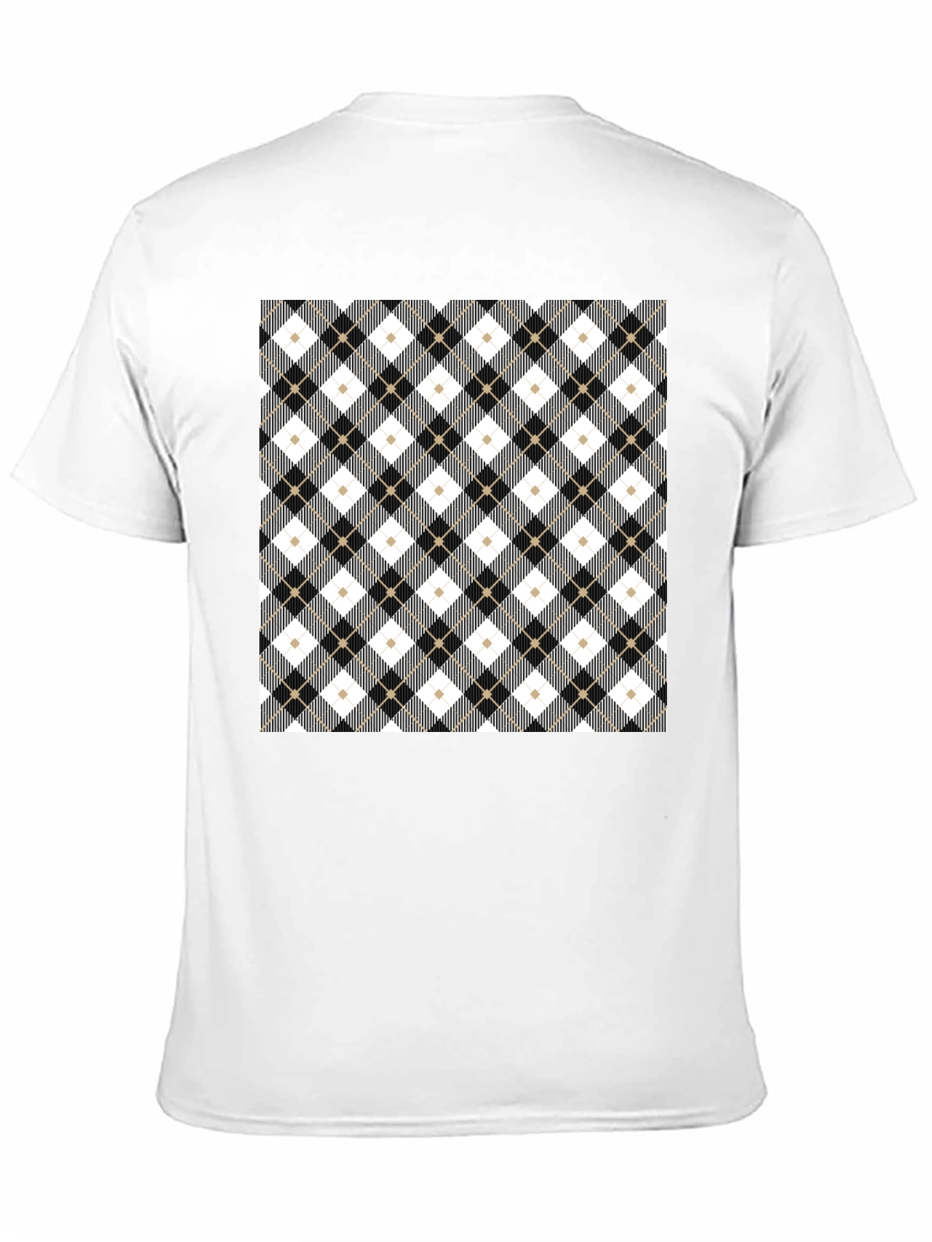 Black Stylish Argyle Pattern Black T-Shirt view 11