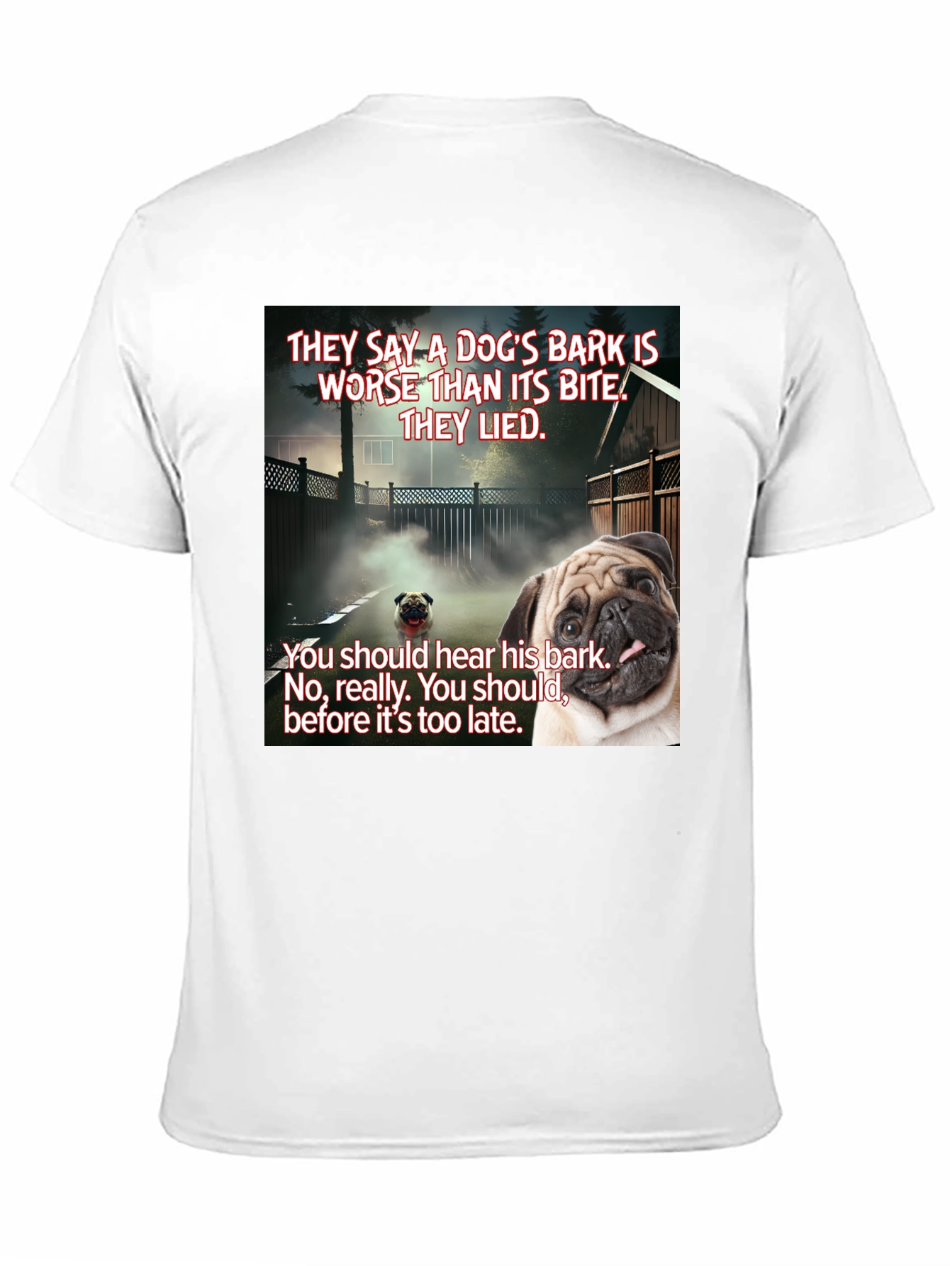 Black Dog's Bark Pug Graphic T-Shirt view 11