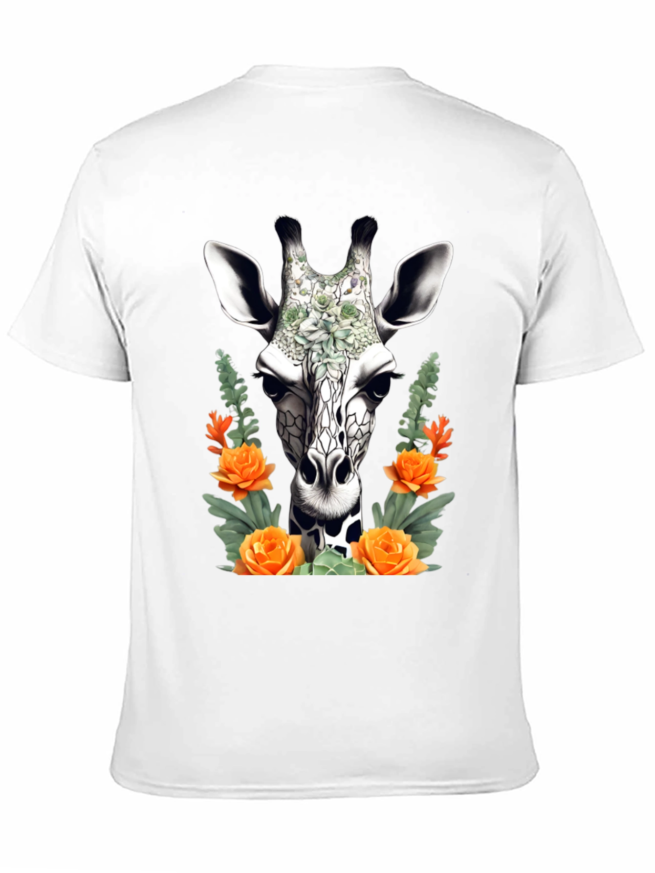 Black Floral Giraffe T-Shirt - Unique Animal Graphic Tee view 11