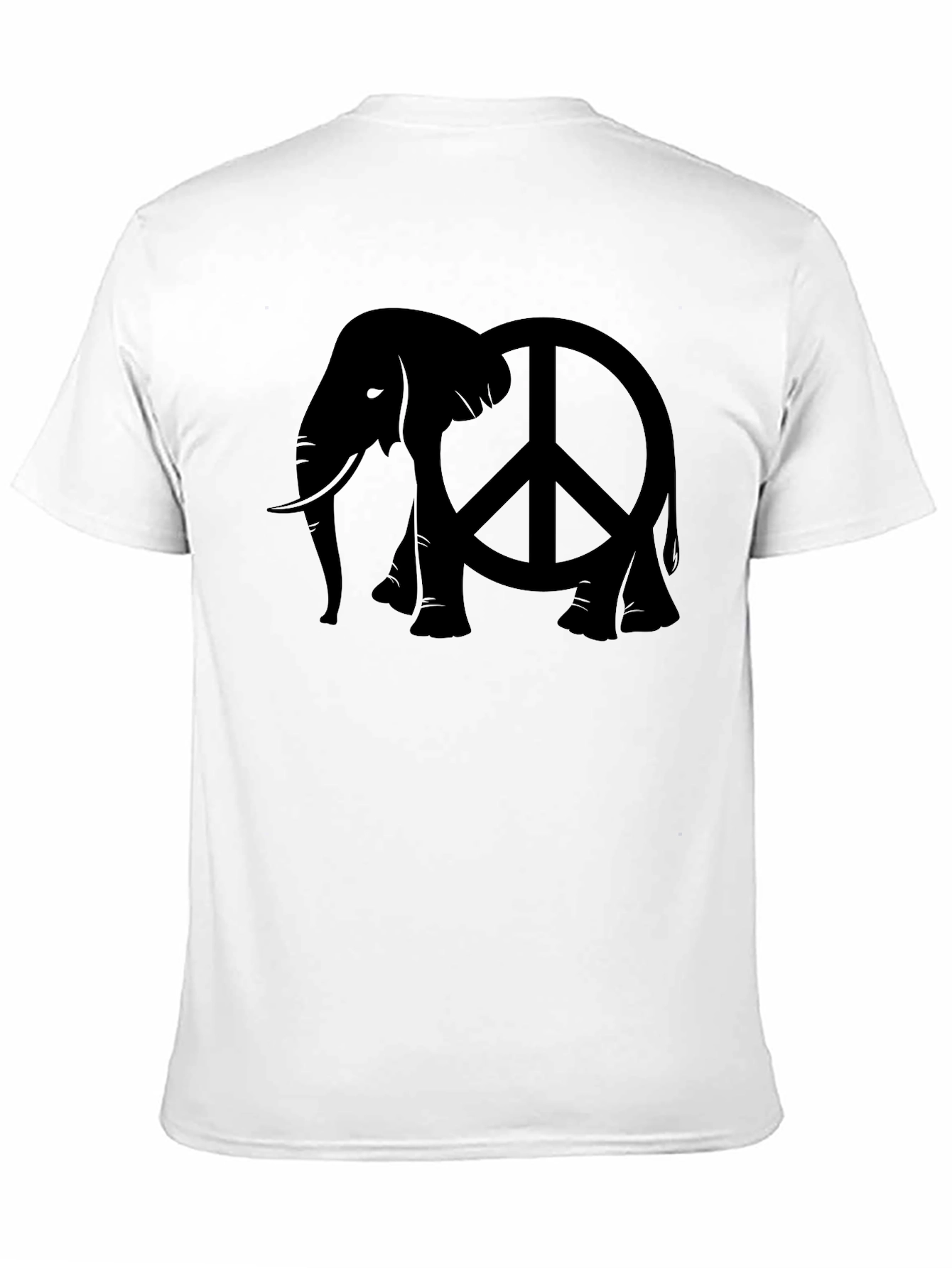 Black Elephant Peace Sign Black T-Shirt view 11