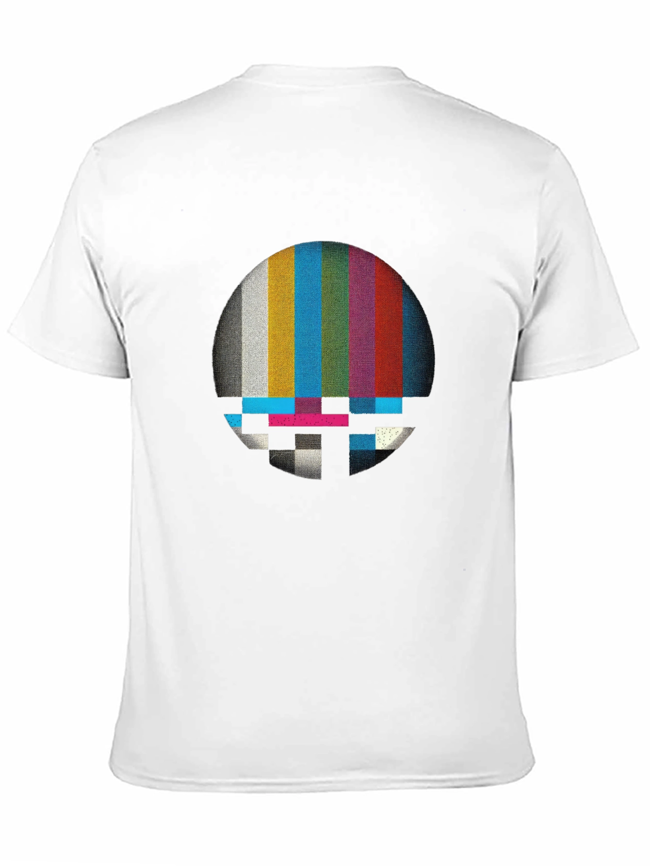 Black Retro Glitch T-Shirt - Vintage TV Test Pattern view 11