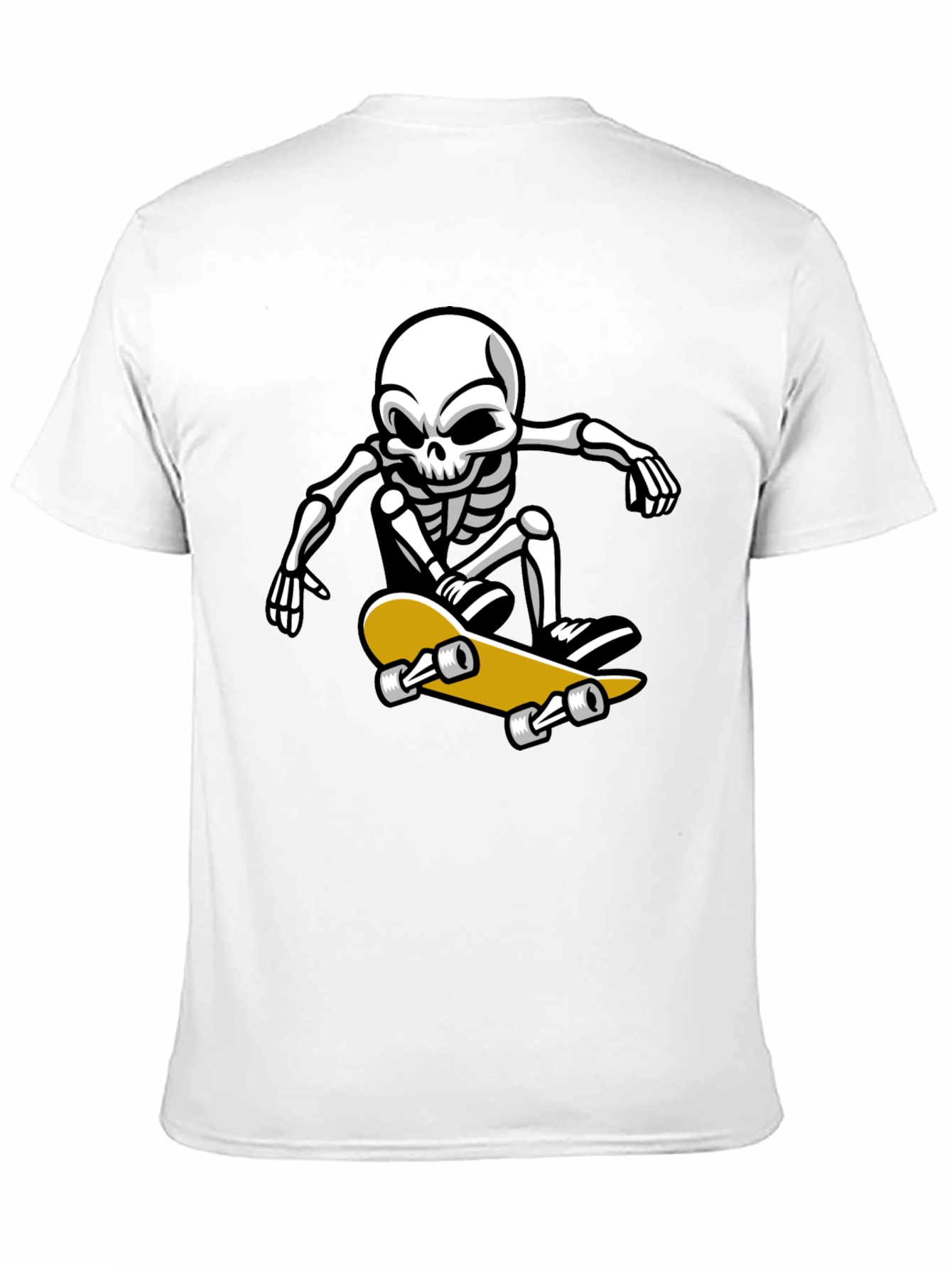 Black Cool Skeleton Skateboarder Graphic T-Shirt view 11