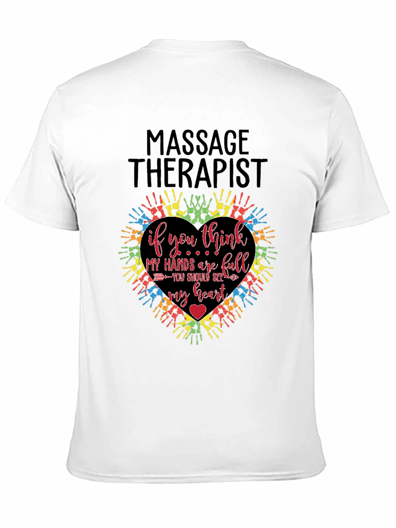 Black Massage Therapist Heart Hands T-Shirt view 11