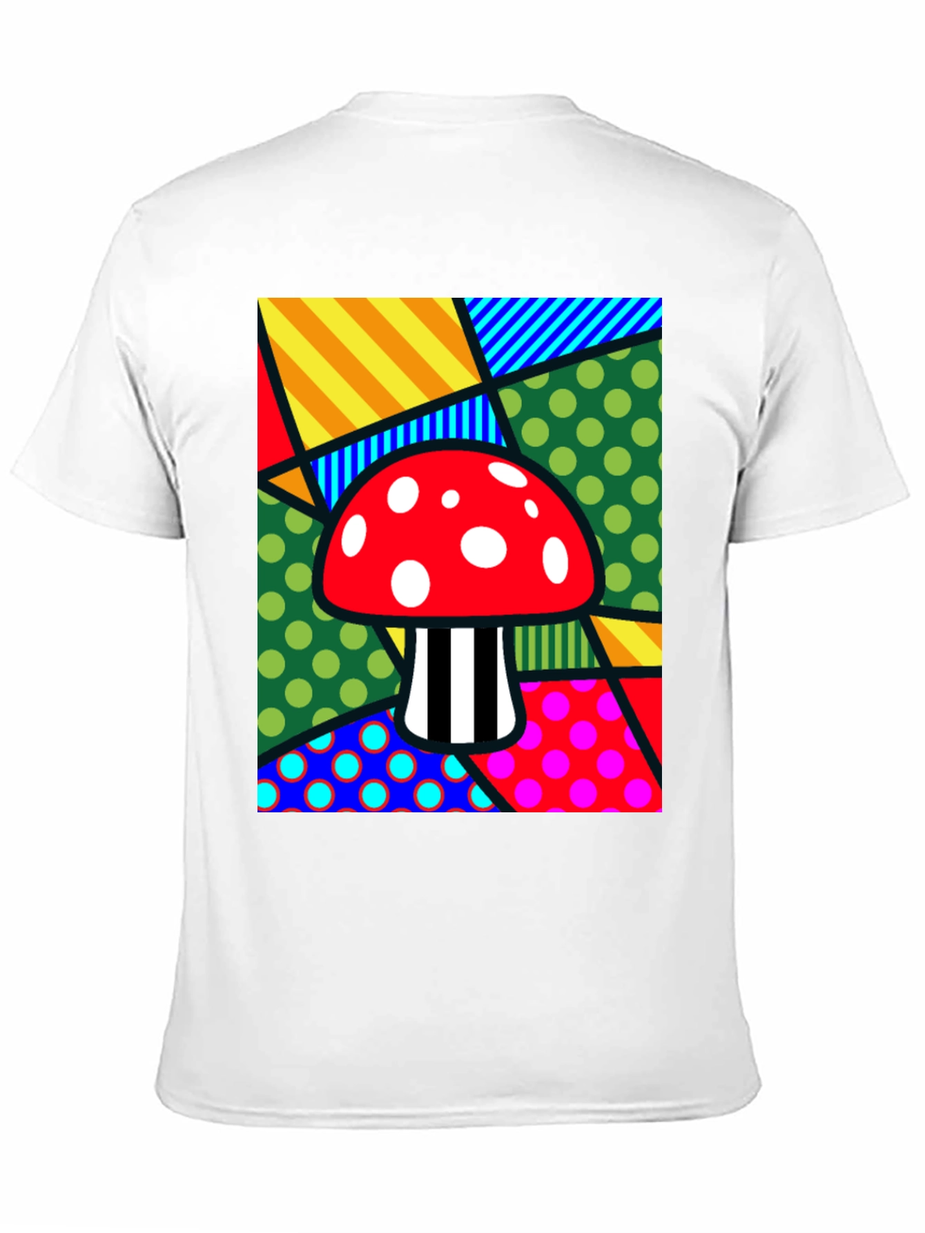 Black Funky Mushroom T-Shirt - Abstract Pop Art Design view 11
