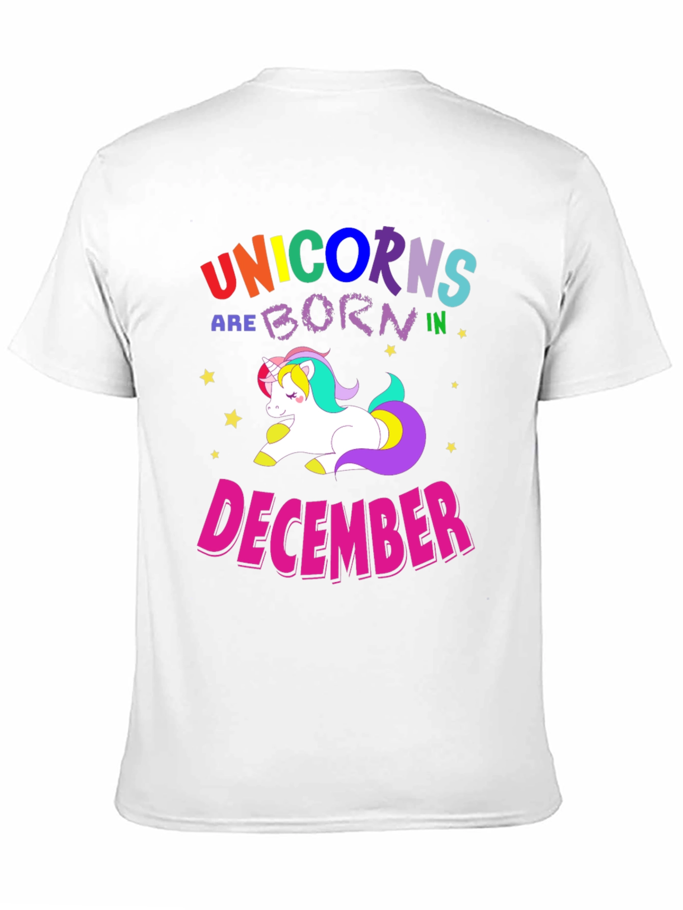 Black Unicorns Born in December T-Shirt view 11