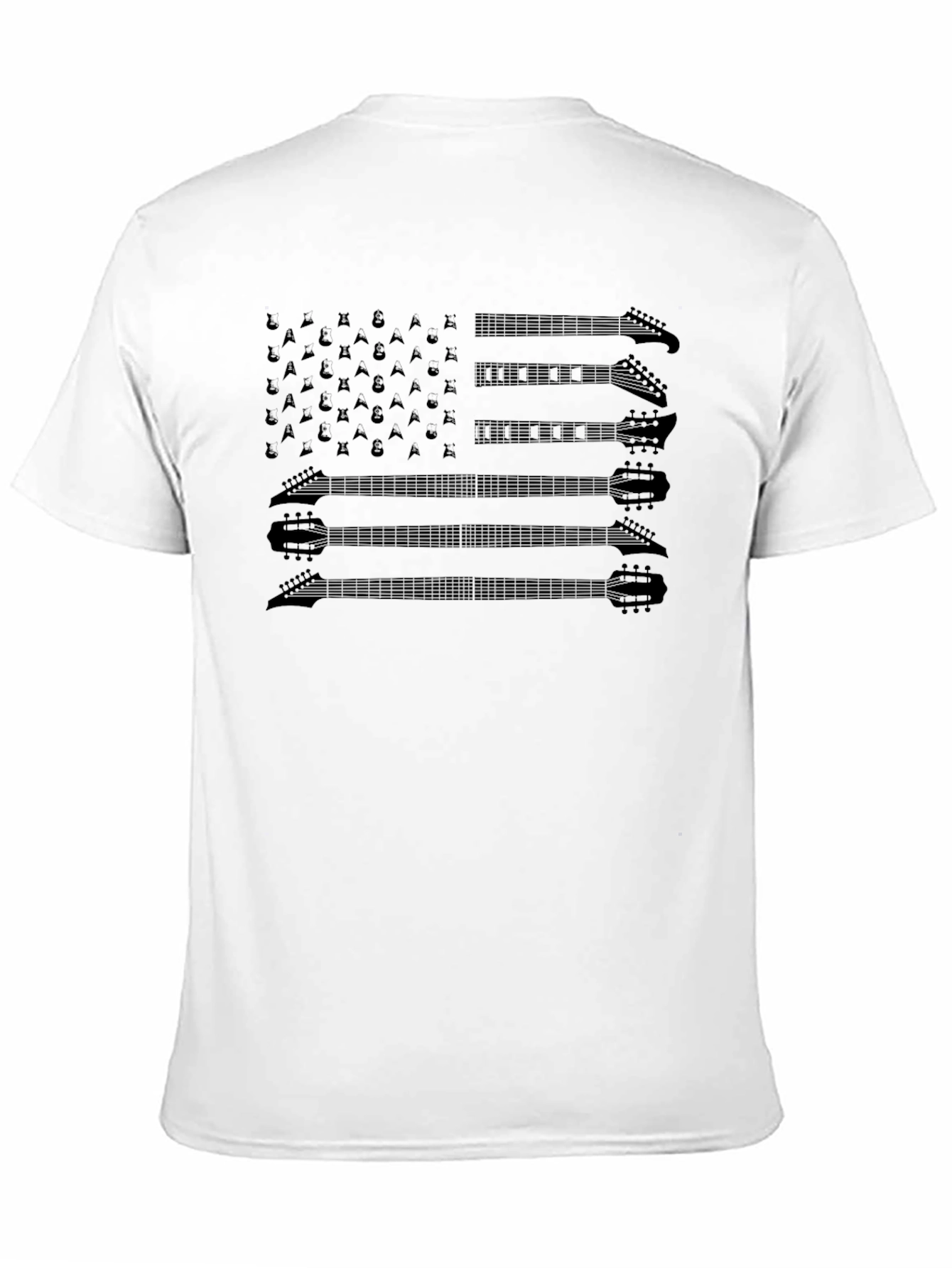 Black Guitar American Flag Graphic T-Shirt view 11