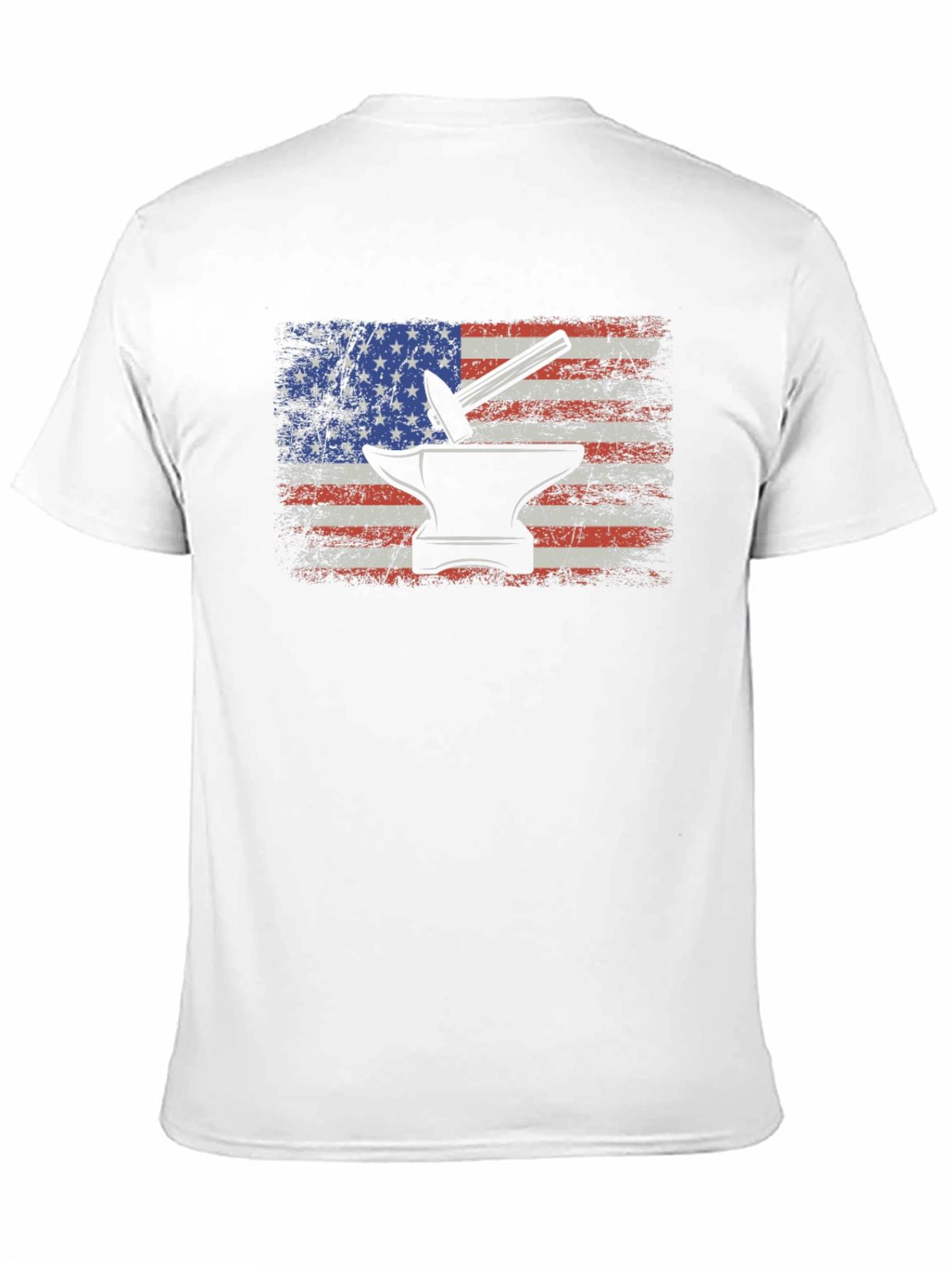 American Flag Blacksmith T-Shirt - Patriotic Anvil Hammer Tee - 11