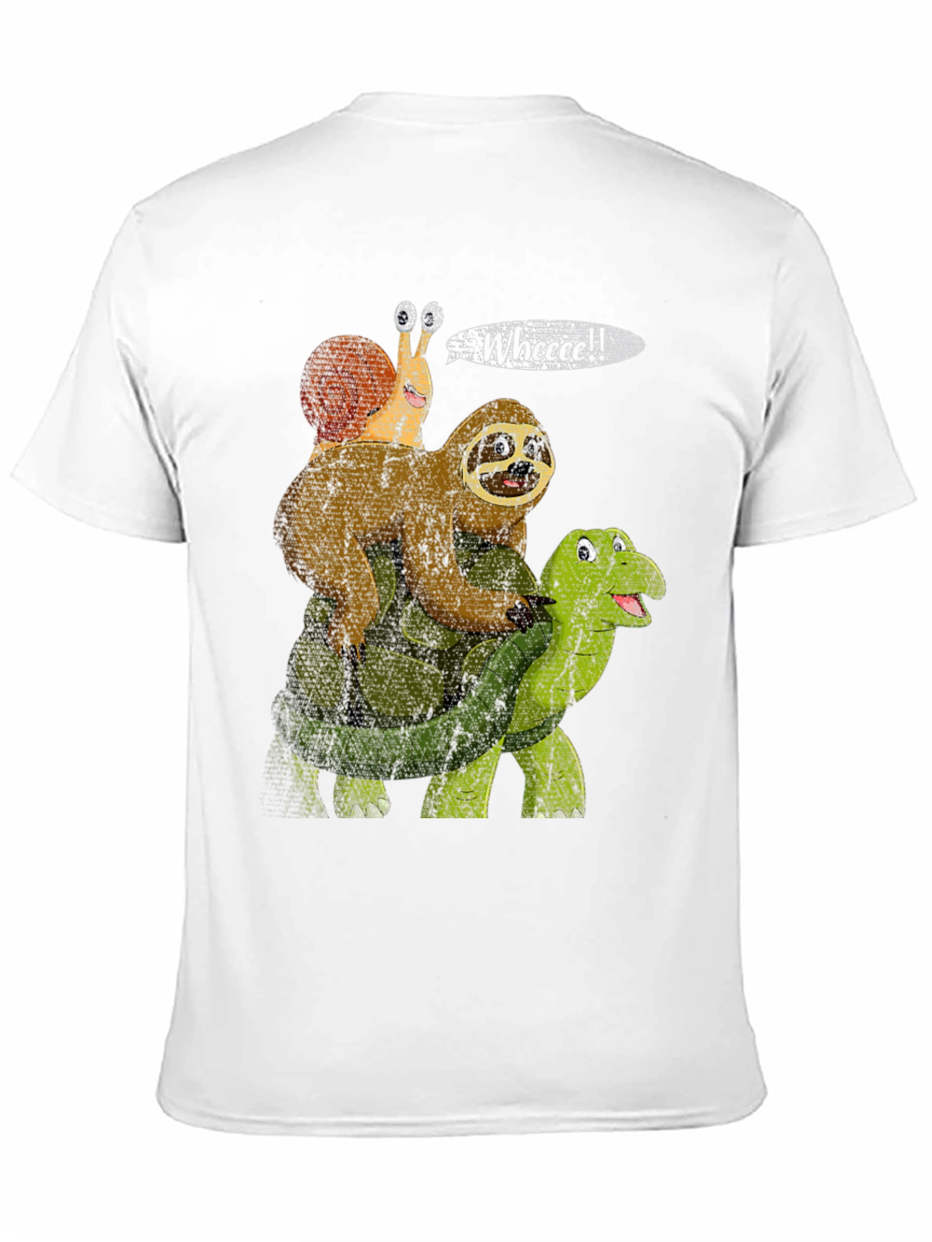 Black Sloth, Snail, Turtle Wheeee! Funny T-Shirt view 11