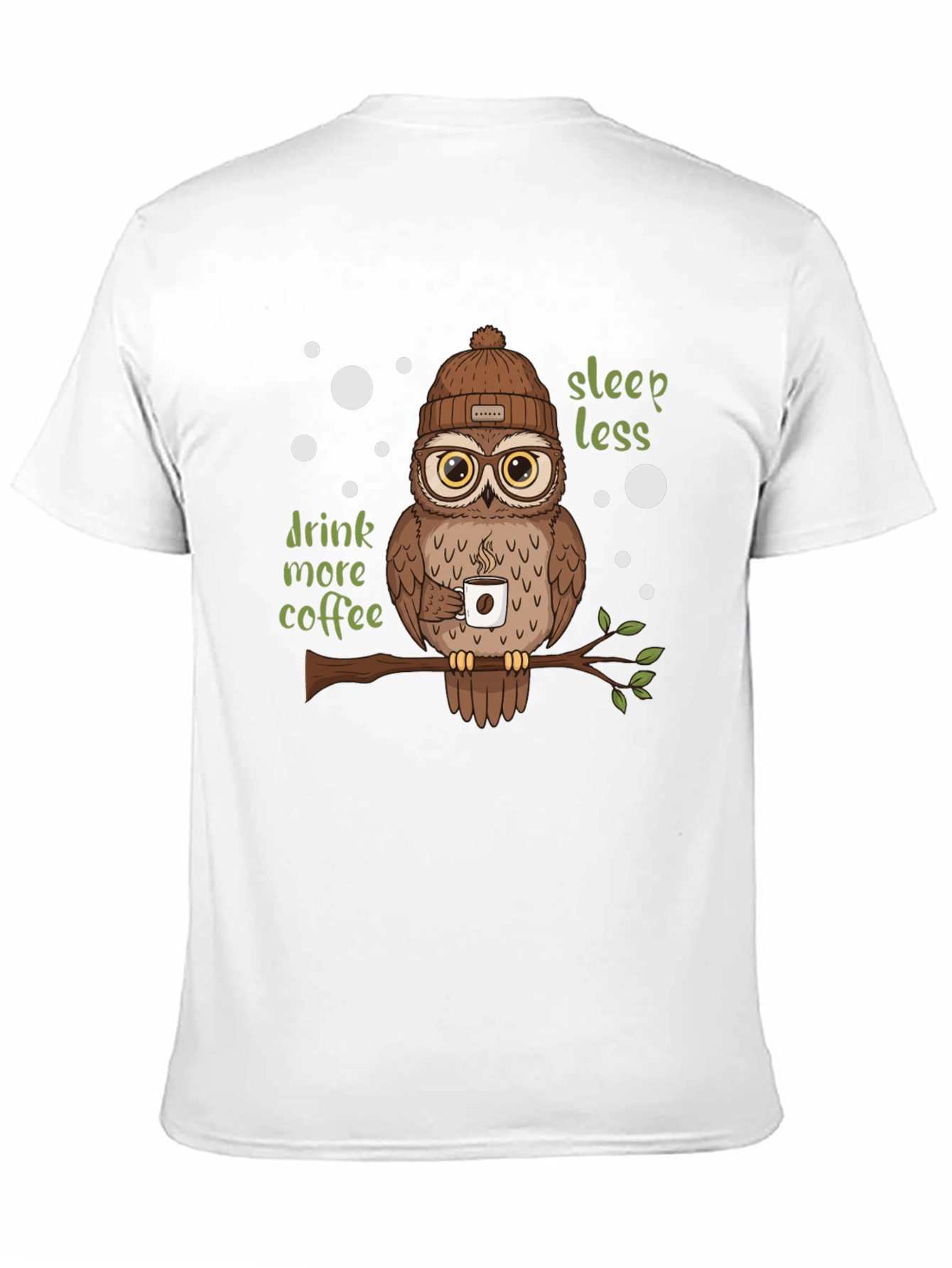 Black Owl Lover T-Shirt - Sleep Less Drink More Coffee view 11