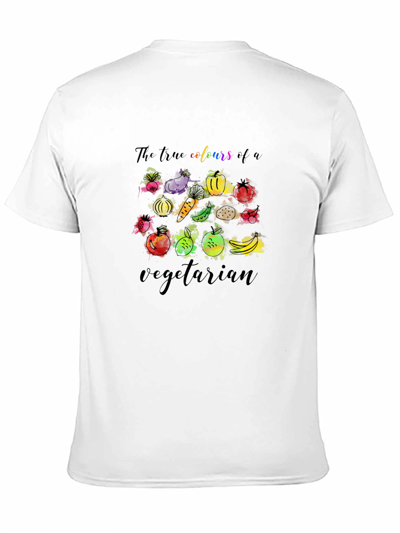 Black Vegetarian T-Shirt - True Colors Graphic Tee view 11