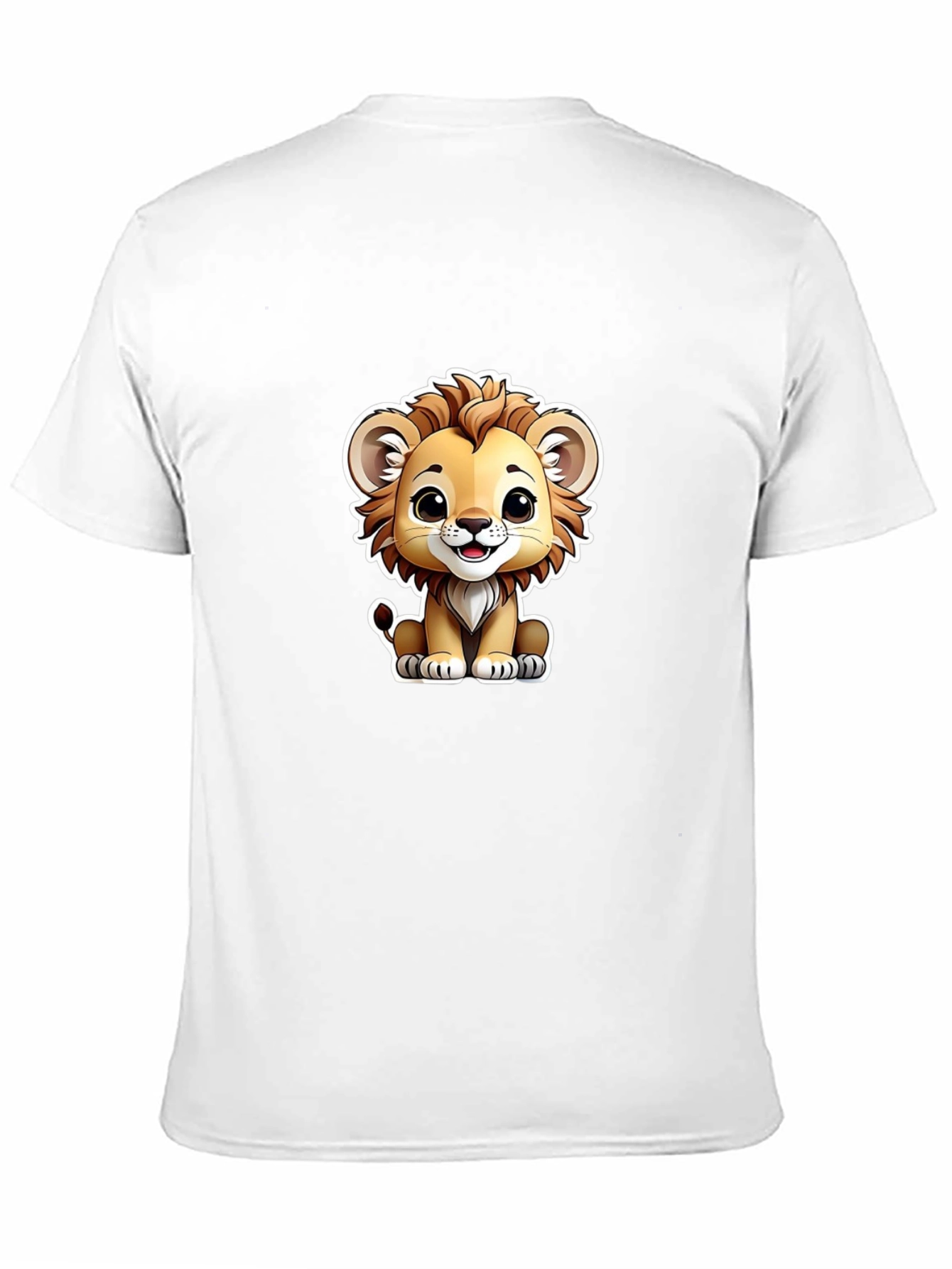 Black Cute Lion Graphic Tee - Black Cotton T-Shirt view 11