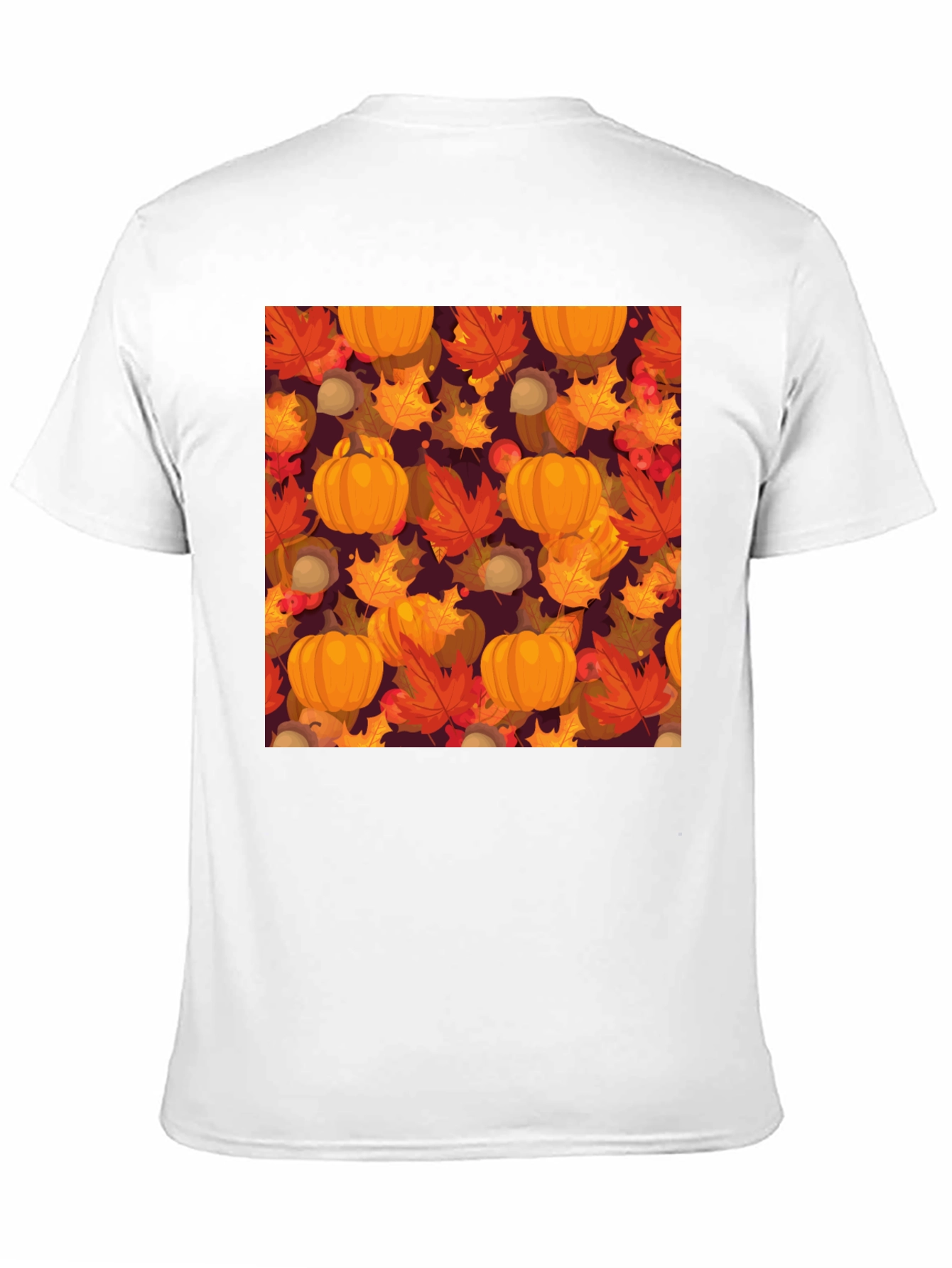 Fall Harvest T-Shirt: Pumpkins & Autumn Leaves Pattern - 11