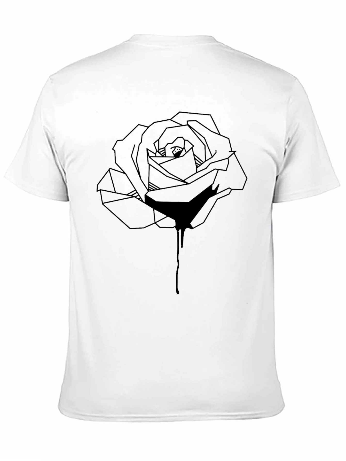 Black Geometric Rose Graphic Tee - Stylish Men's Black T-Shirt view 11
