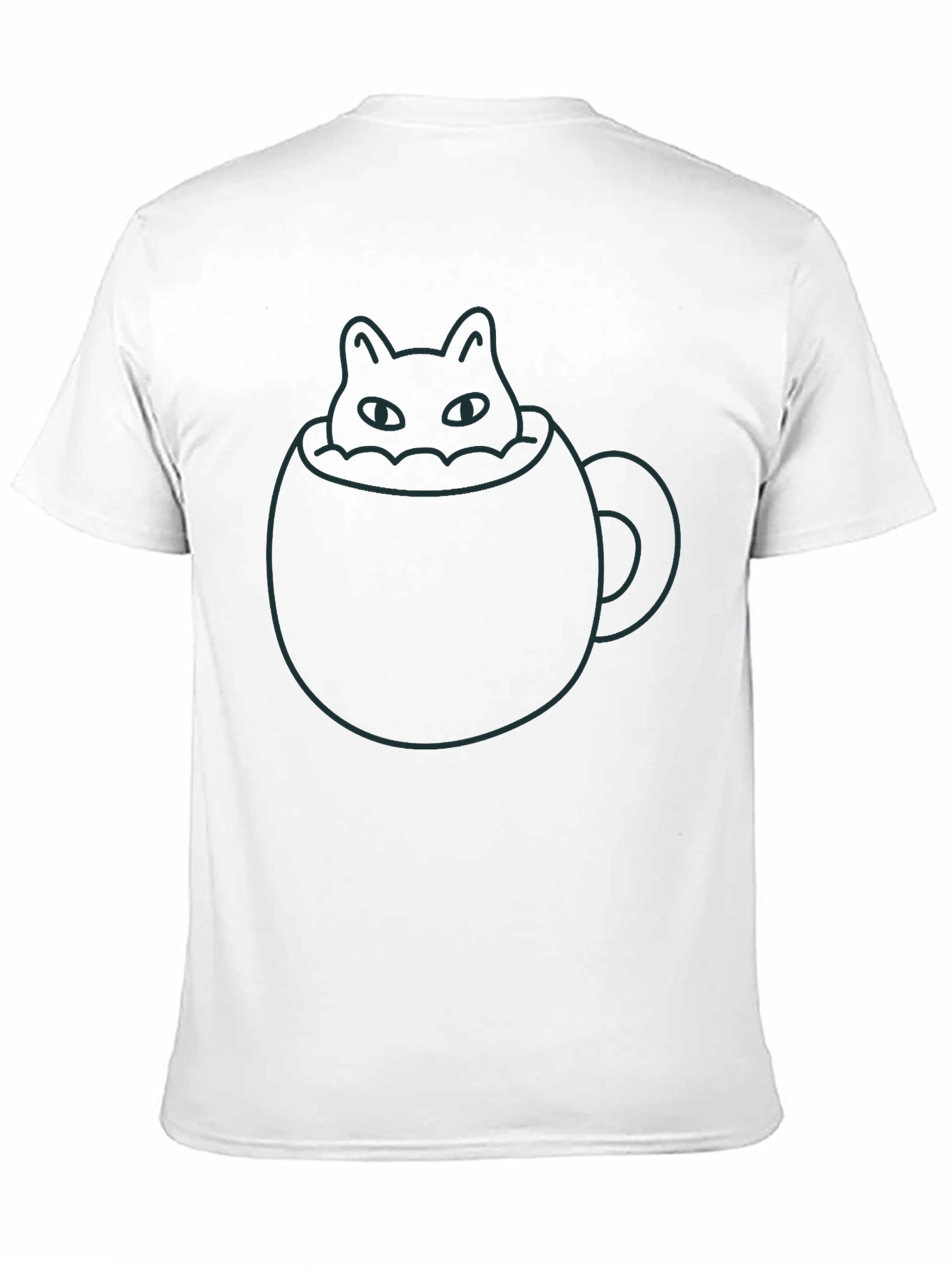 Black Cat in a Cup T-Shirt - Minimalist Design, Black view 11