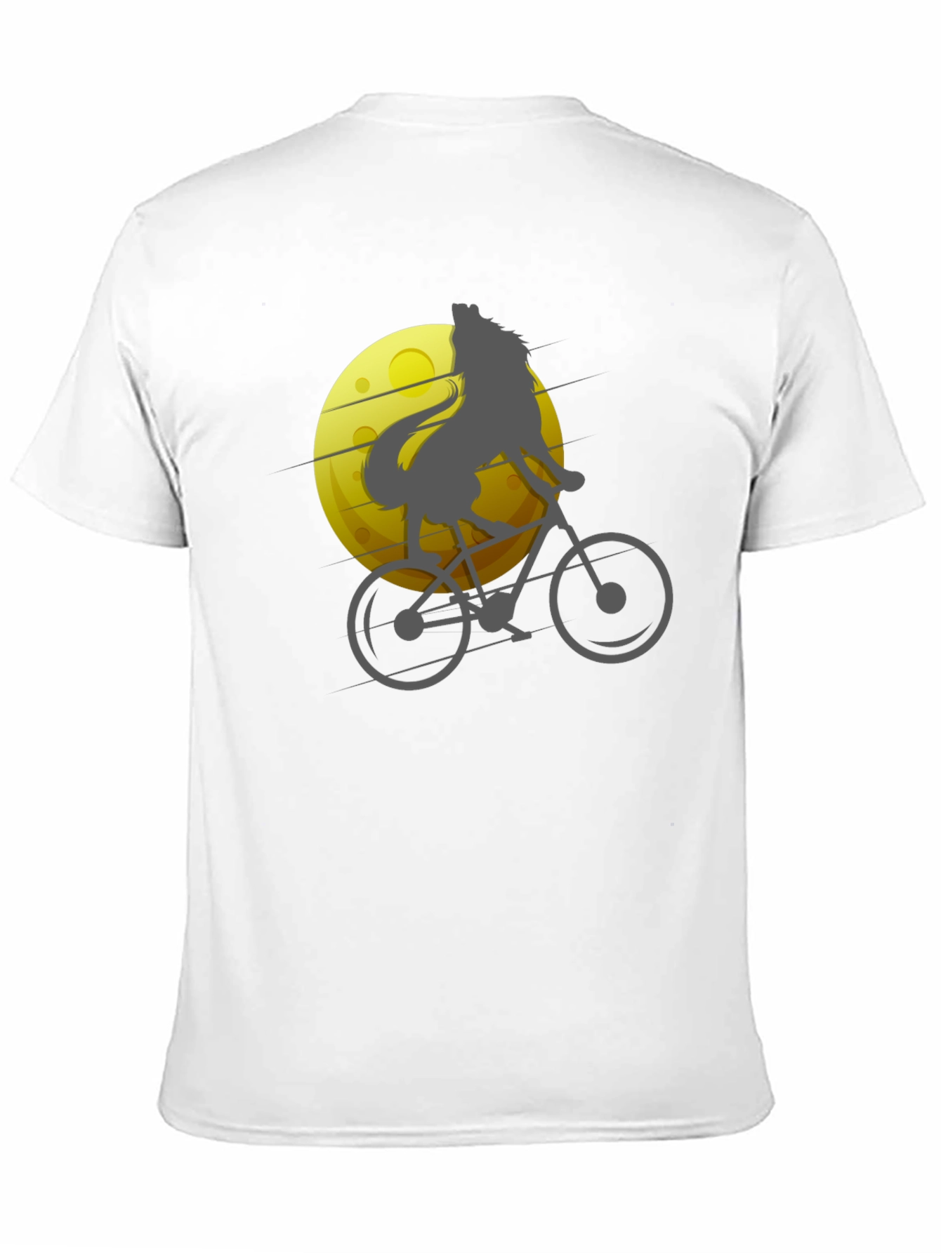 Black Wolf Riding Bike T-Shirt - Moon Graphic Tee view 11