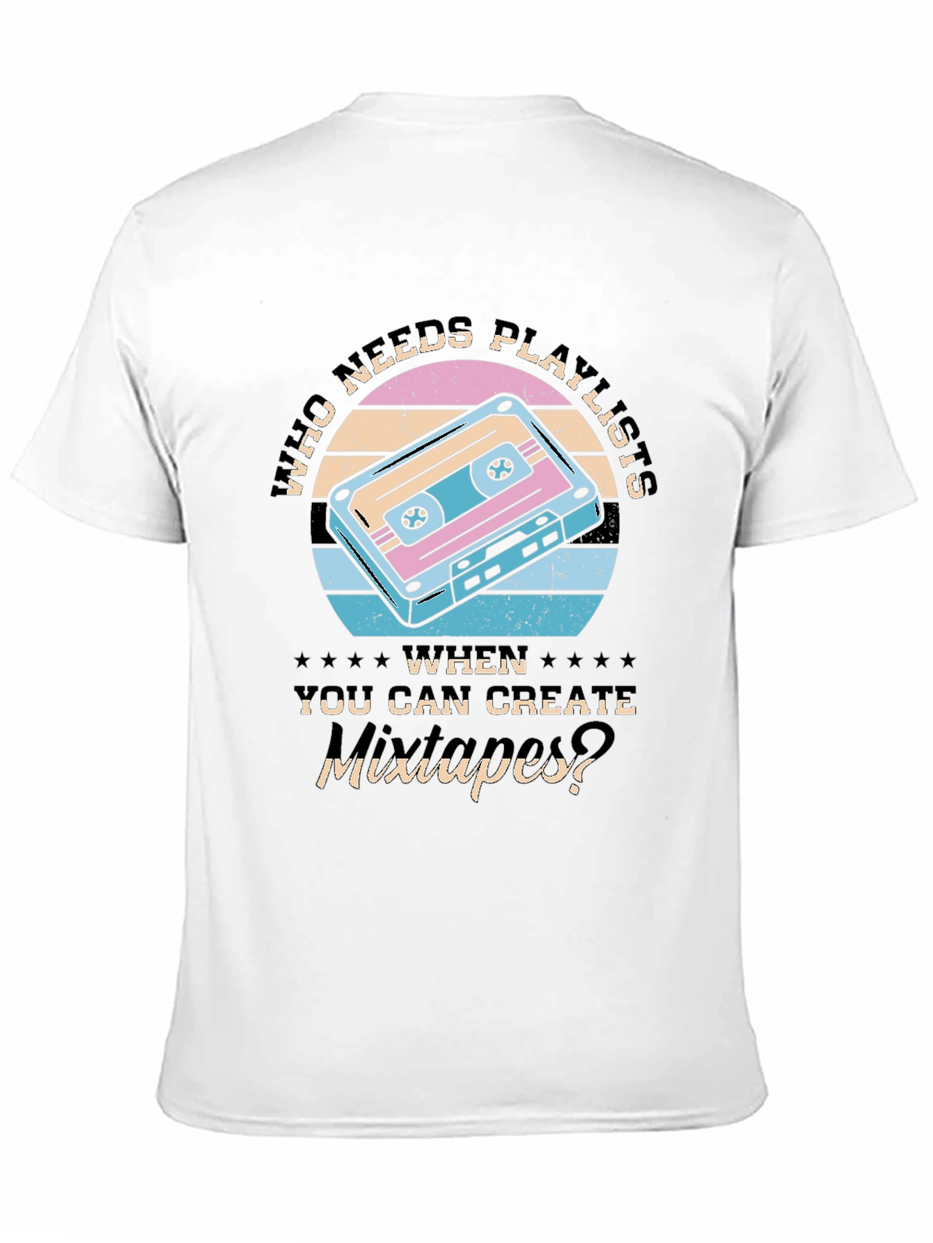 Black Retro Mixtape T-Shirt - Who Needs Playlists? view 11