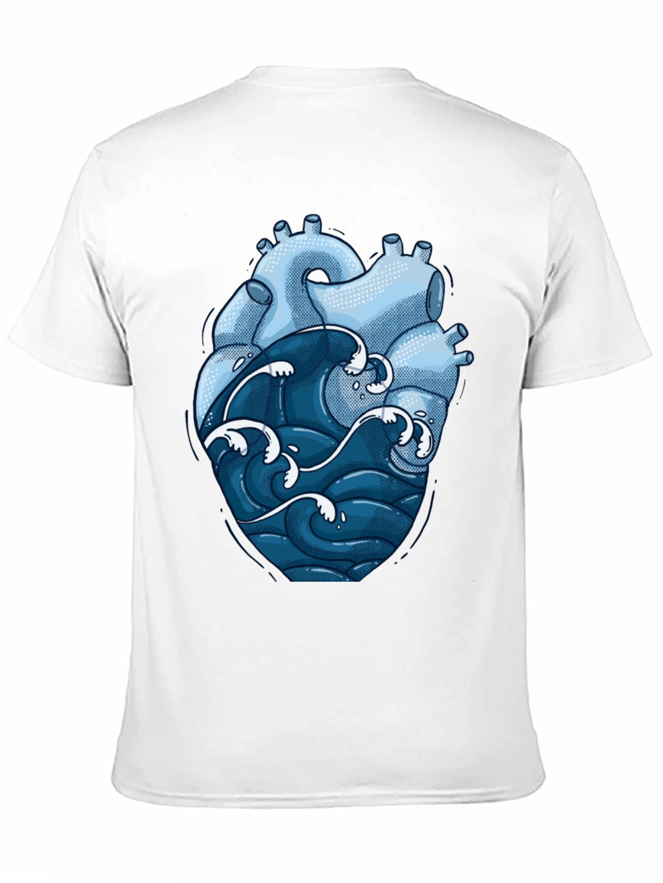 Black Anatomical Heart & Ocean Wave Graphic Tee view 11
