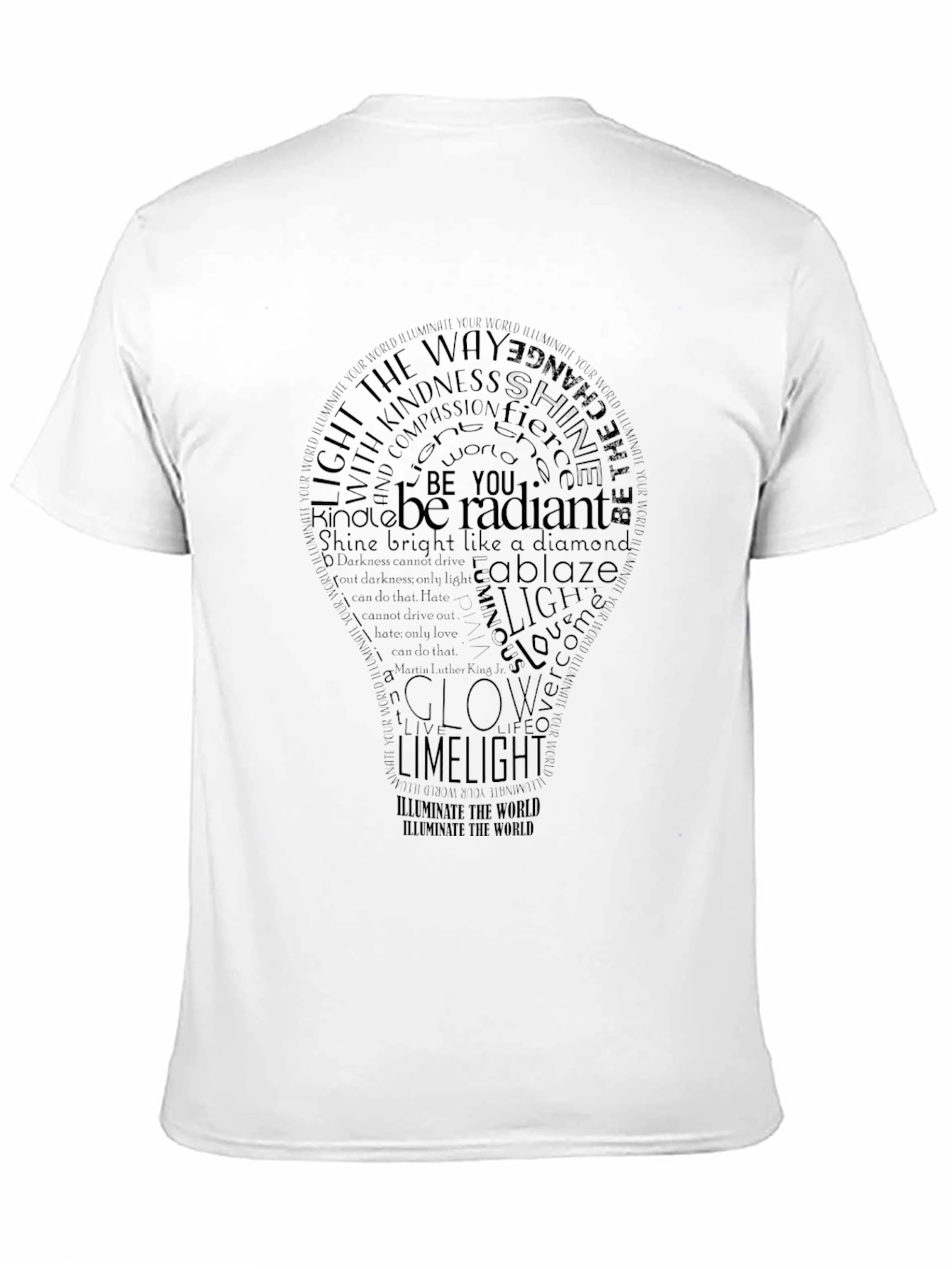 Black Motivational Word Art Lightbulb T-Shirt view 11