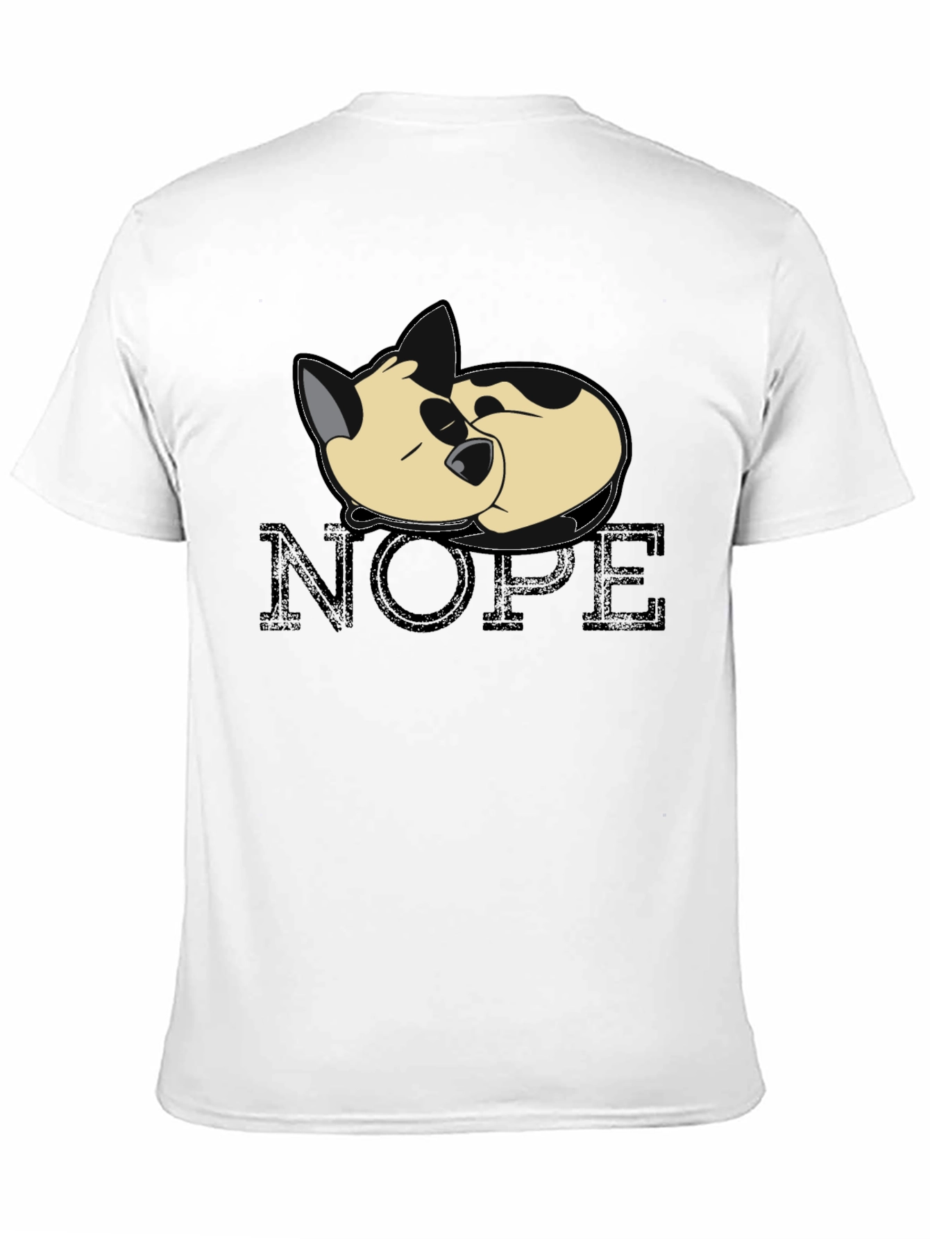 Black Nope Cat Black T-Shirt - Relaxed Sleepy Kitten Tee view 11