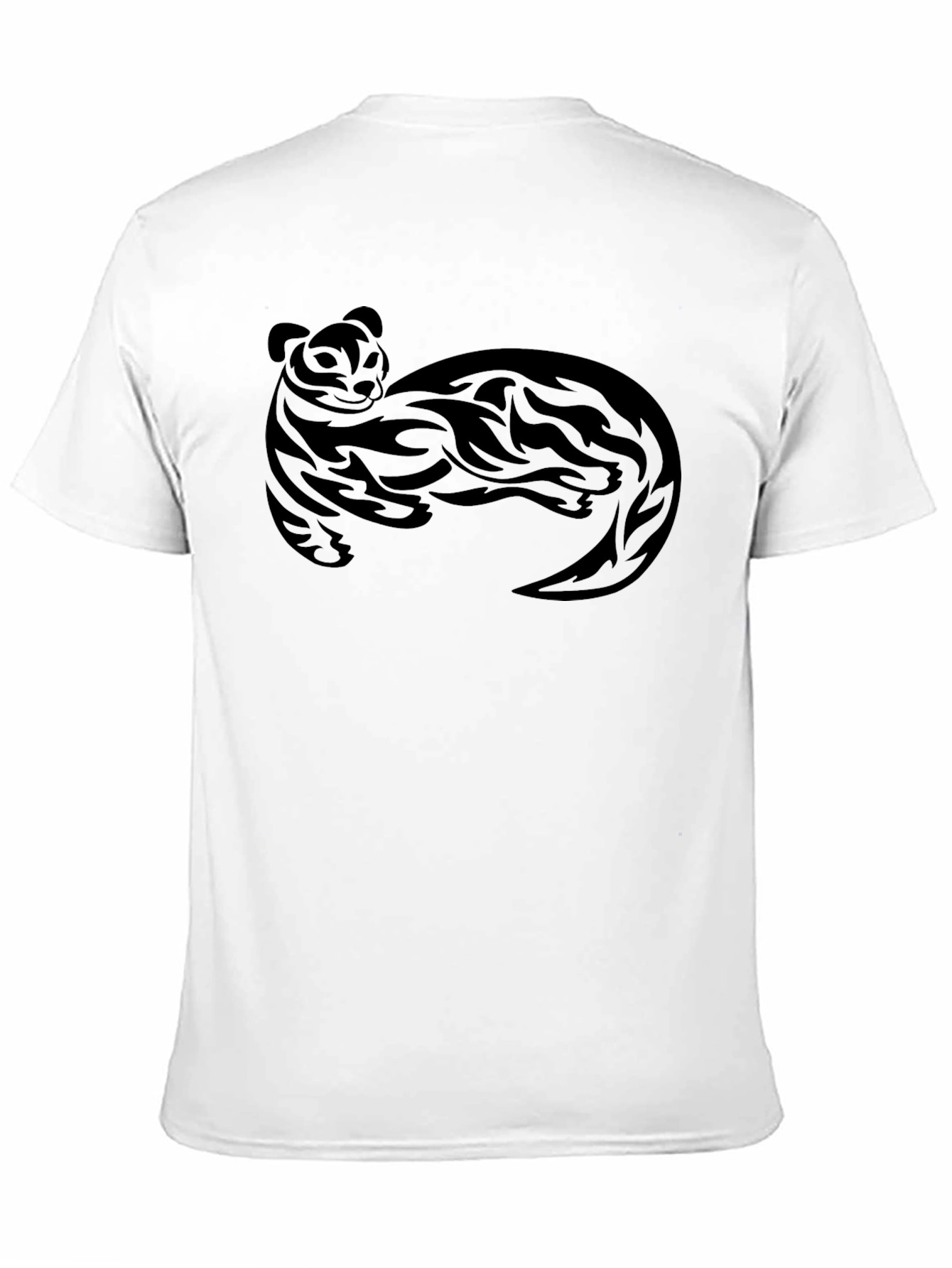 Black Tribal Otter Design Black T-Shirt view 11