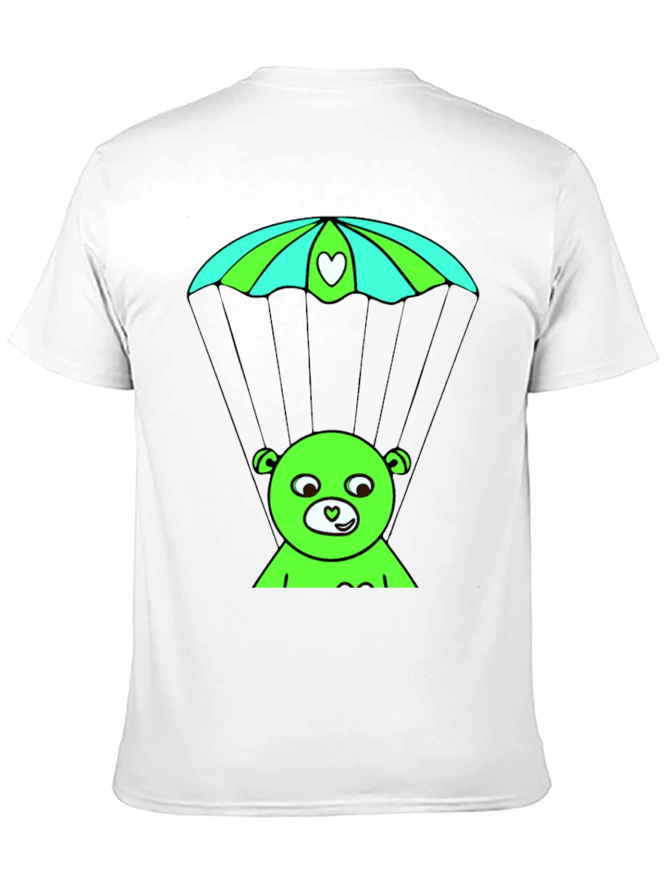Black Whimsical Bear Parachute T-Shirt view 11