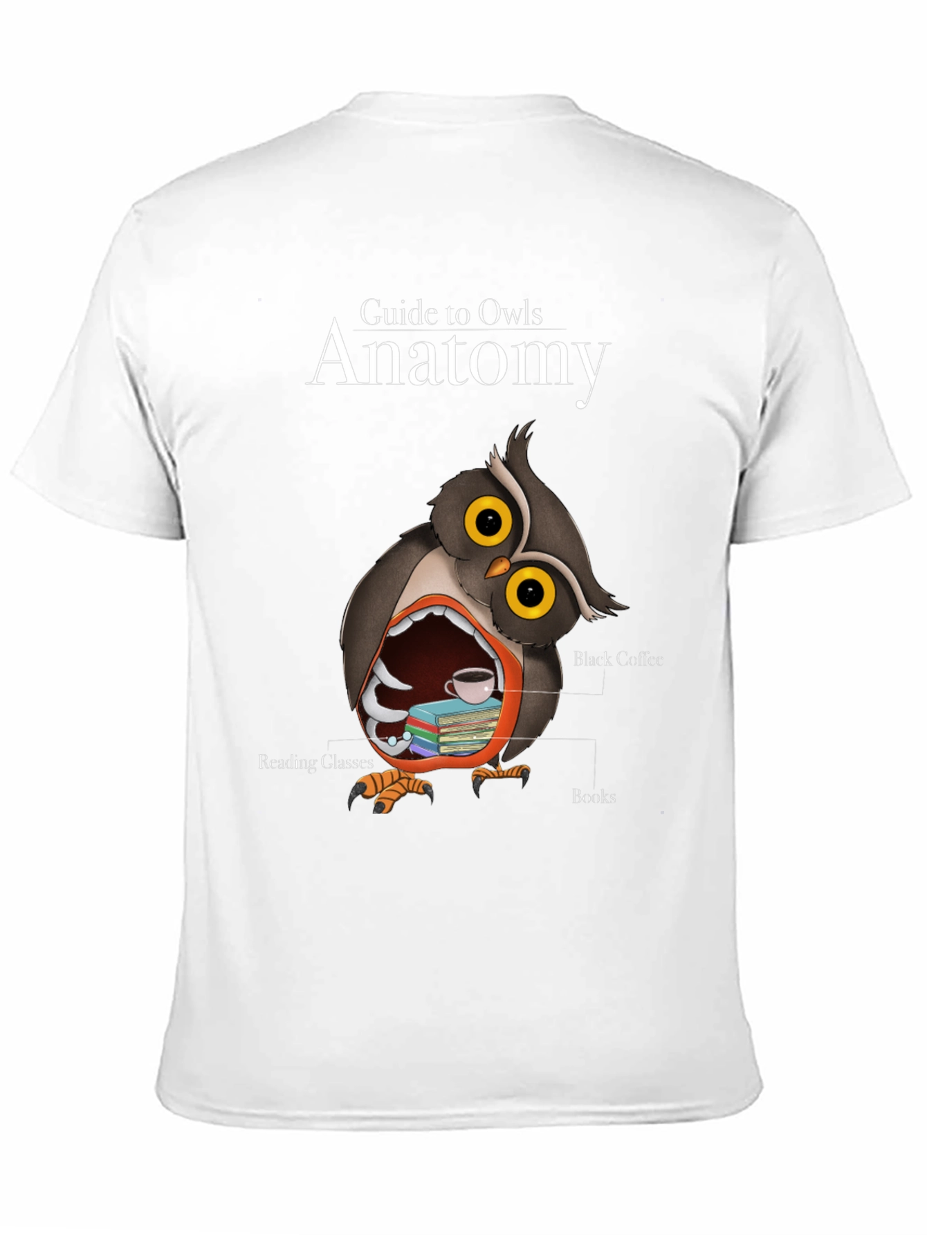 Black Owl Anatomy T-Shirt - Guide to Owls Novelty Tee view 11