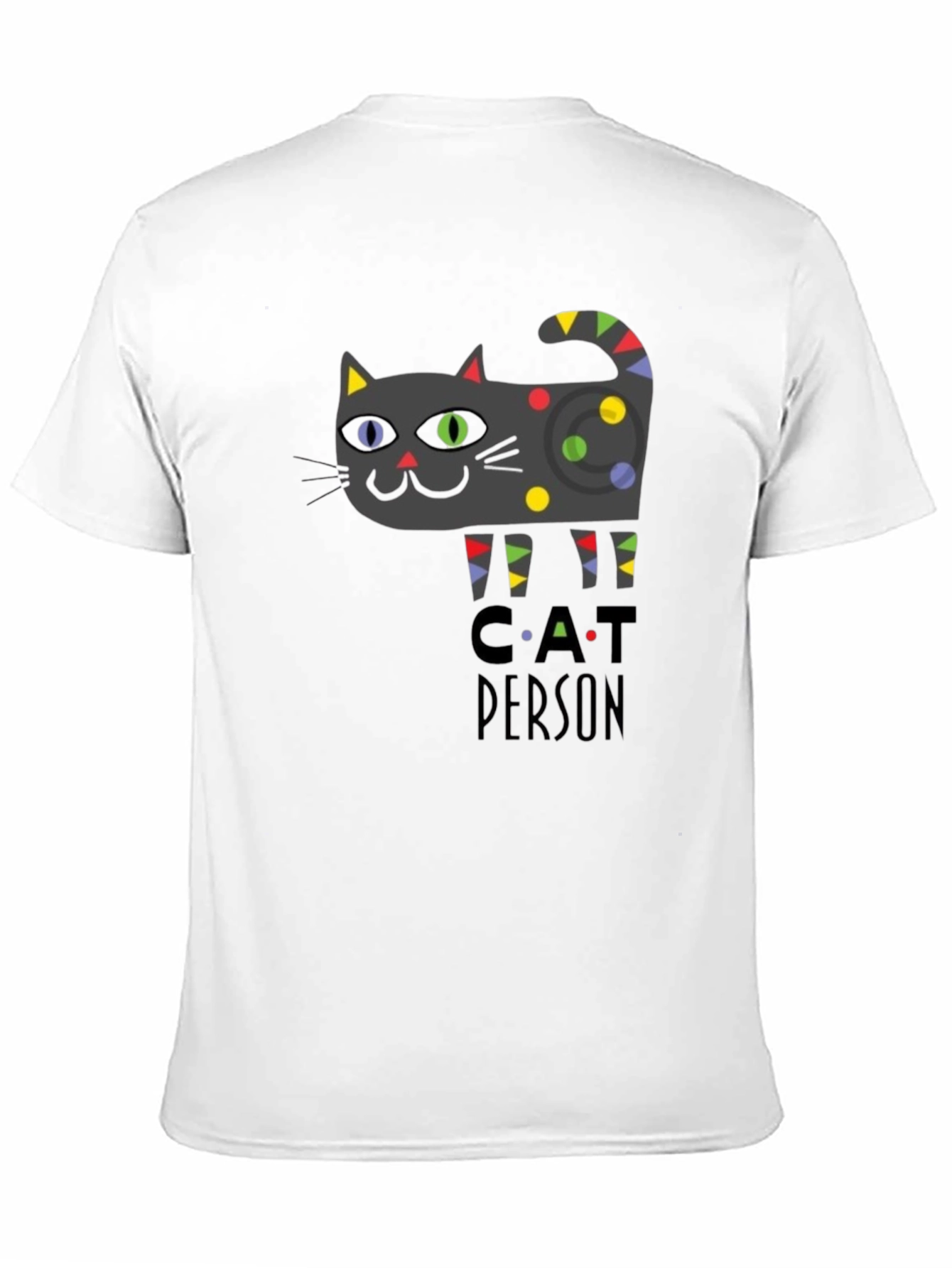 Black Cat Person Graphic Print T-Shirt - Novelty Tee view 11