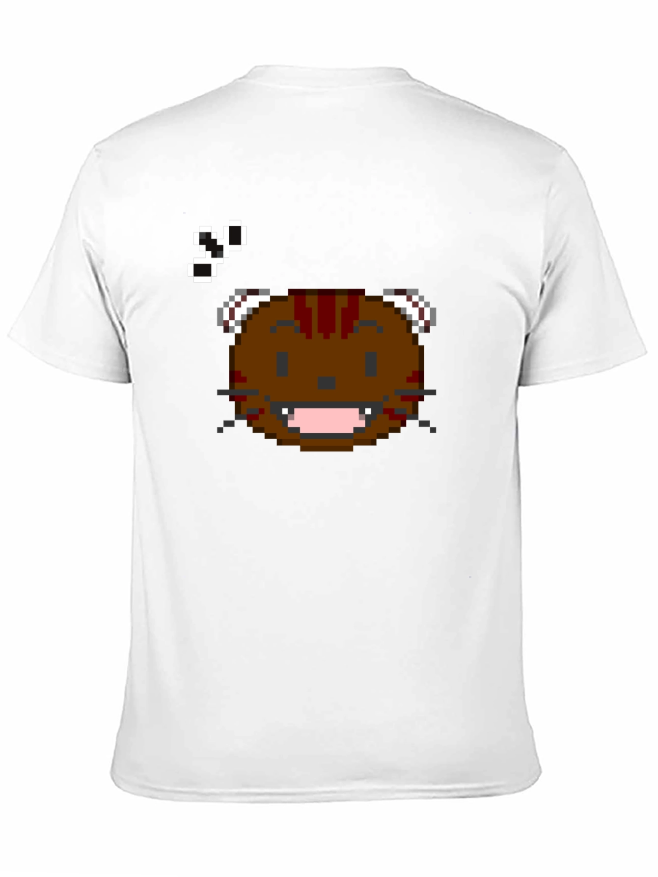 Black Pixel Art Cat T-Shirt - Black Crew Neck view 11