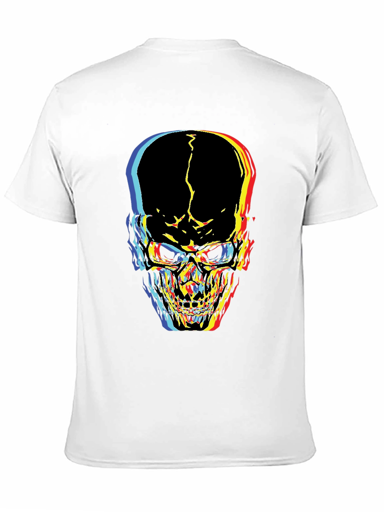 Black Distorted Skull Graphic Black T-Shirt view 11