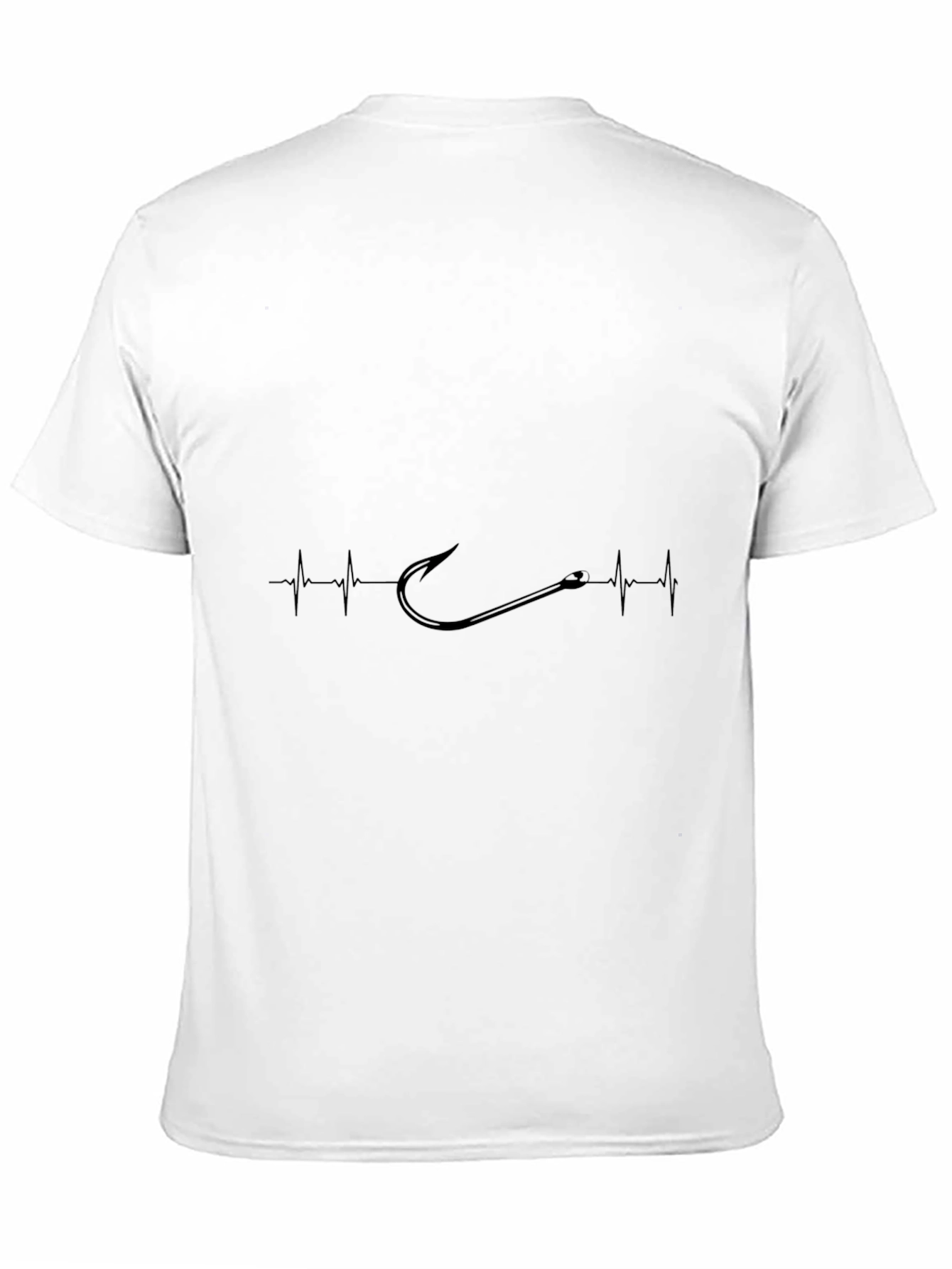 Black Fishing Hook Heartbeat T-Shirt - Angler's Passion view 11
