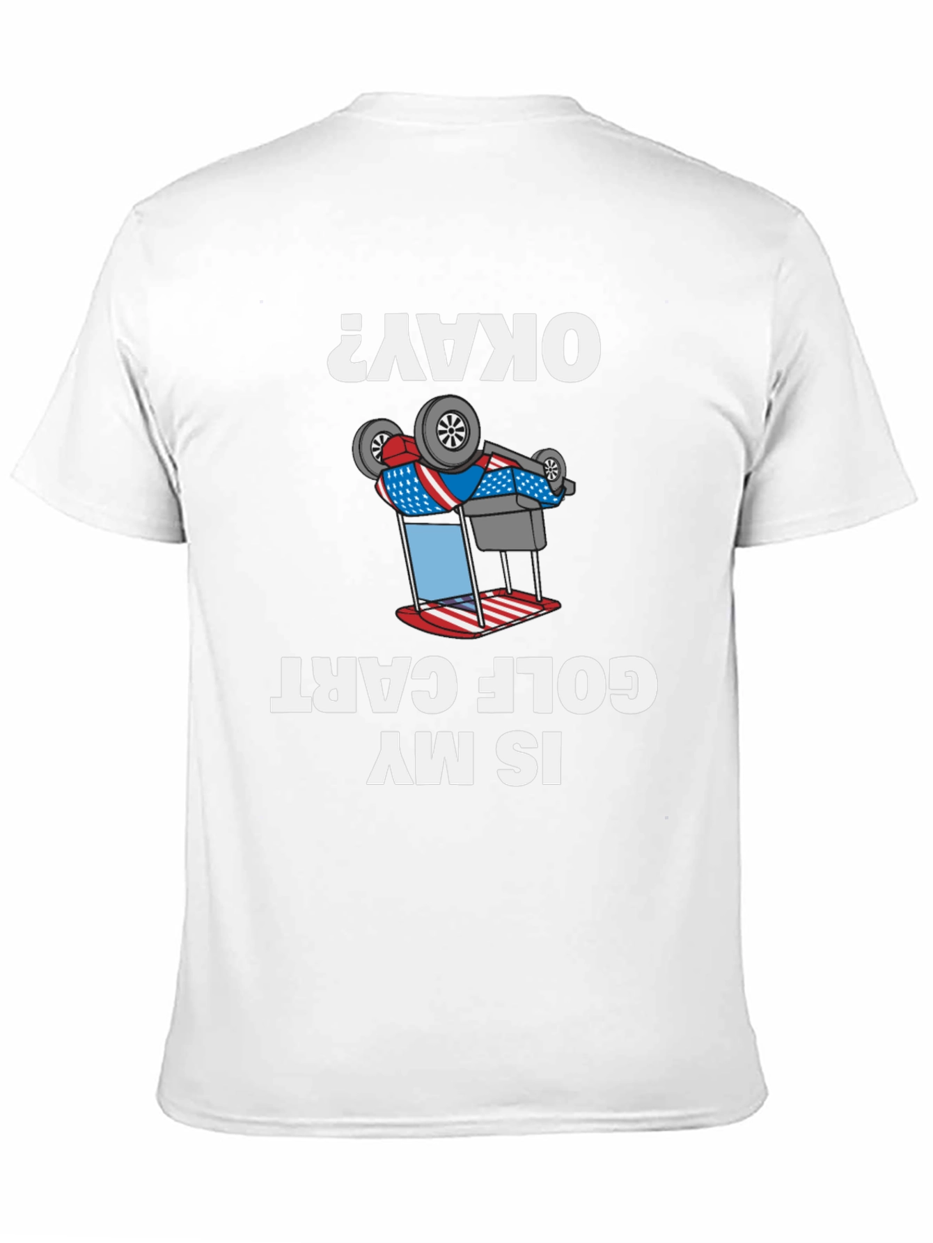Black Funny Inverted Golf Cart T-Shirt - "Okay?" view 11