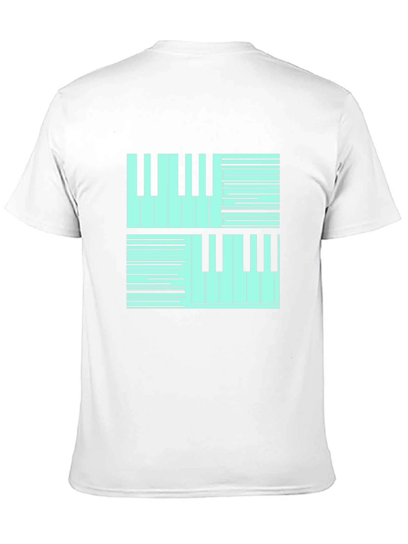 Black Cool Piano Keys Graphic Print Black T-Shirt view 11