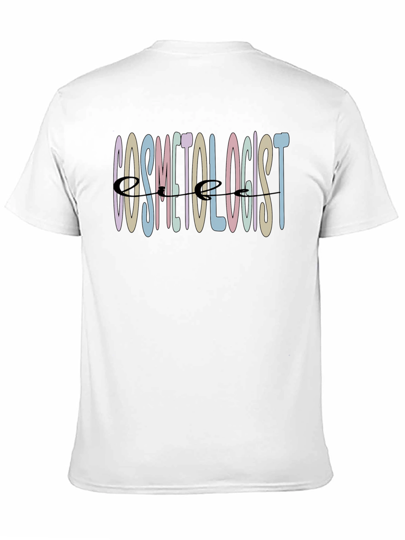 Black Cosmetologist T-Shirt - Pastel Text Stylist Tee view 11