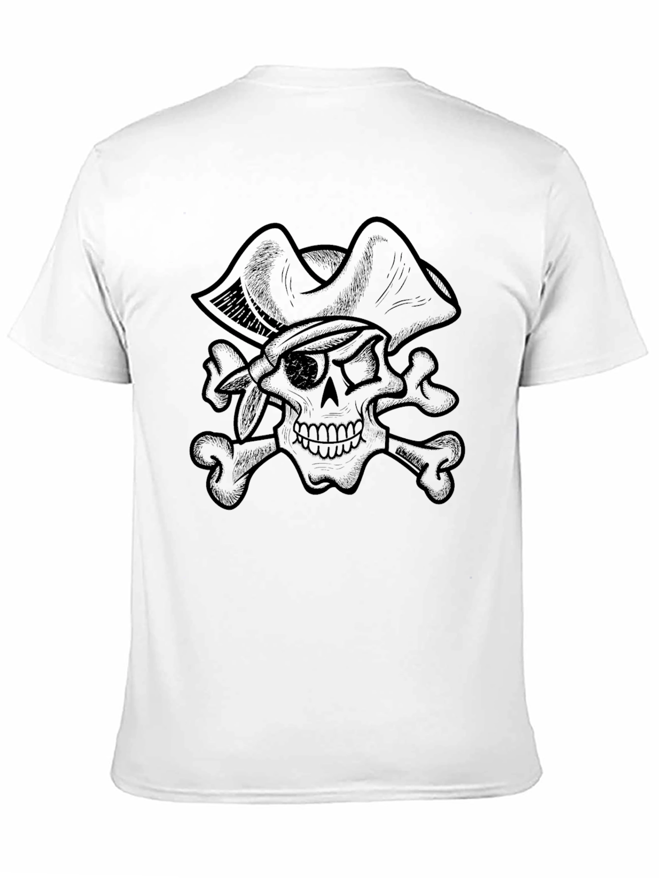 Black Pirate Skull Graphic Tee - Black Cotton T-Shirt view 11