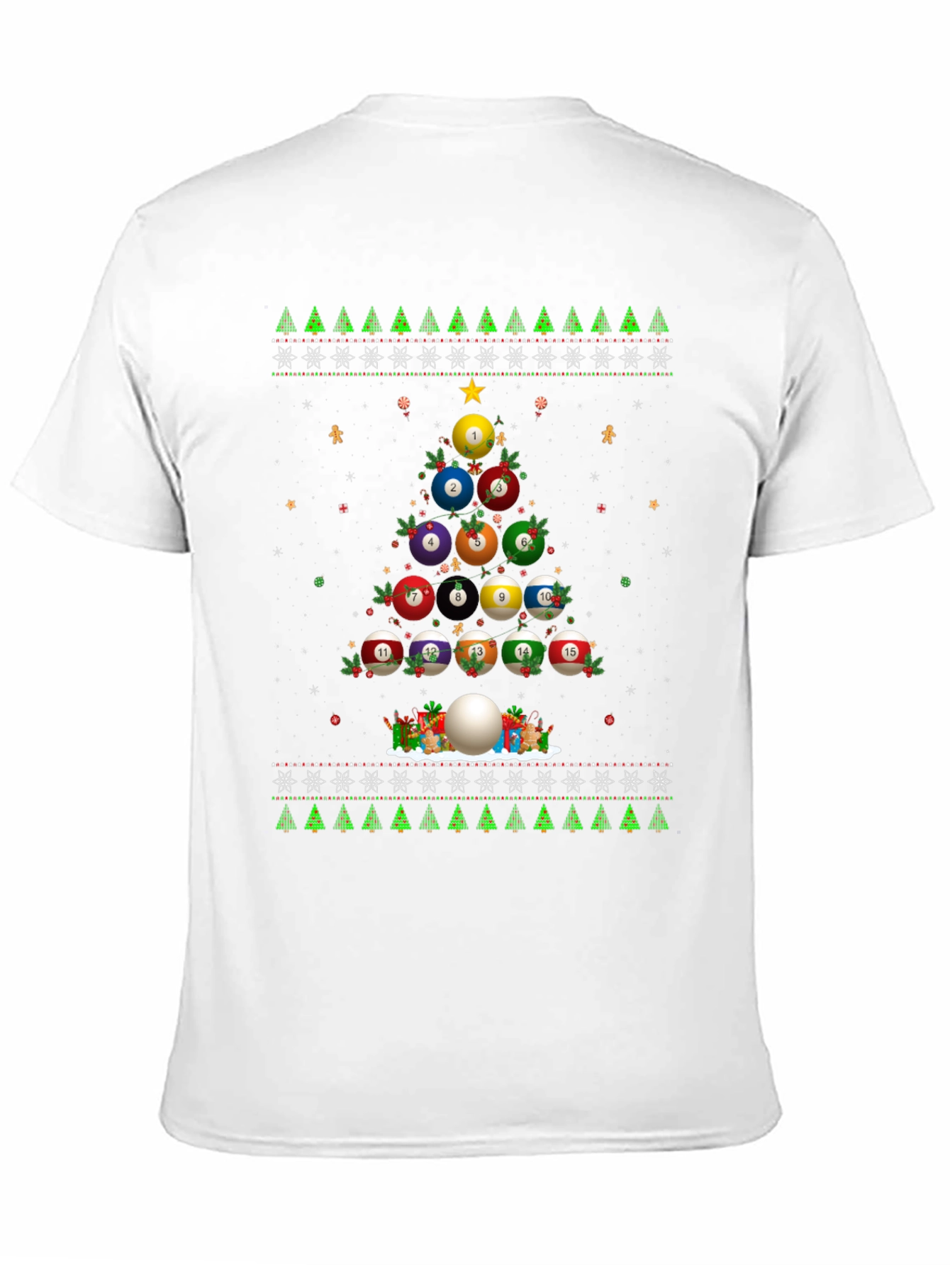 Black Billiard Ball Christmas Tree Holiday T-Shirt view 11