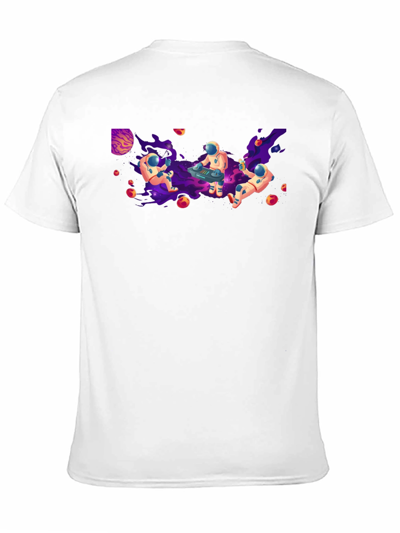 Black Astronaut Galaxy Party T-Shirt - Black Cotton Crew Neck view 11