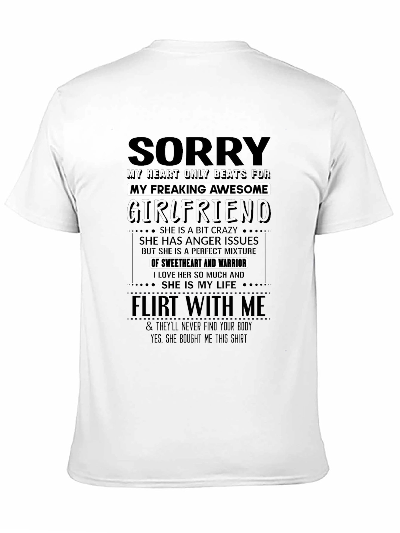 Black Sorry My Awesome Girlfriend T-Shirt view 11