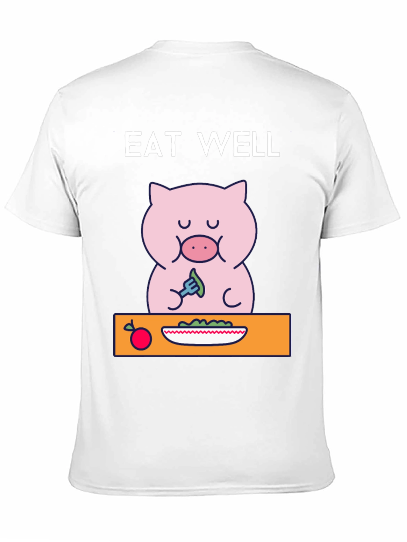 Black Eat Well Pig T-Shirt - Funny Cartoon Tee view 11