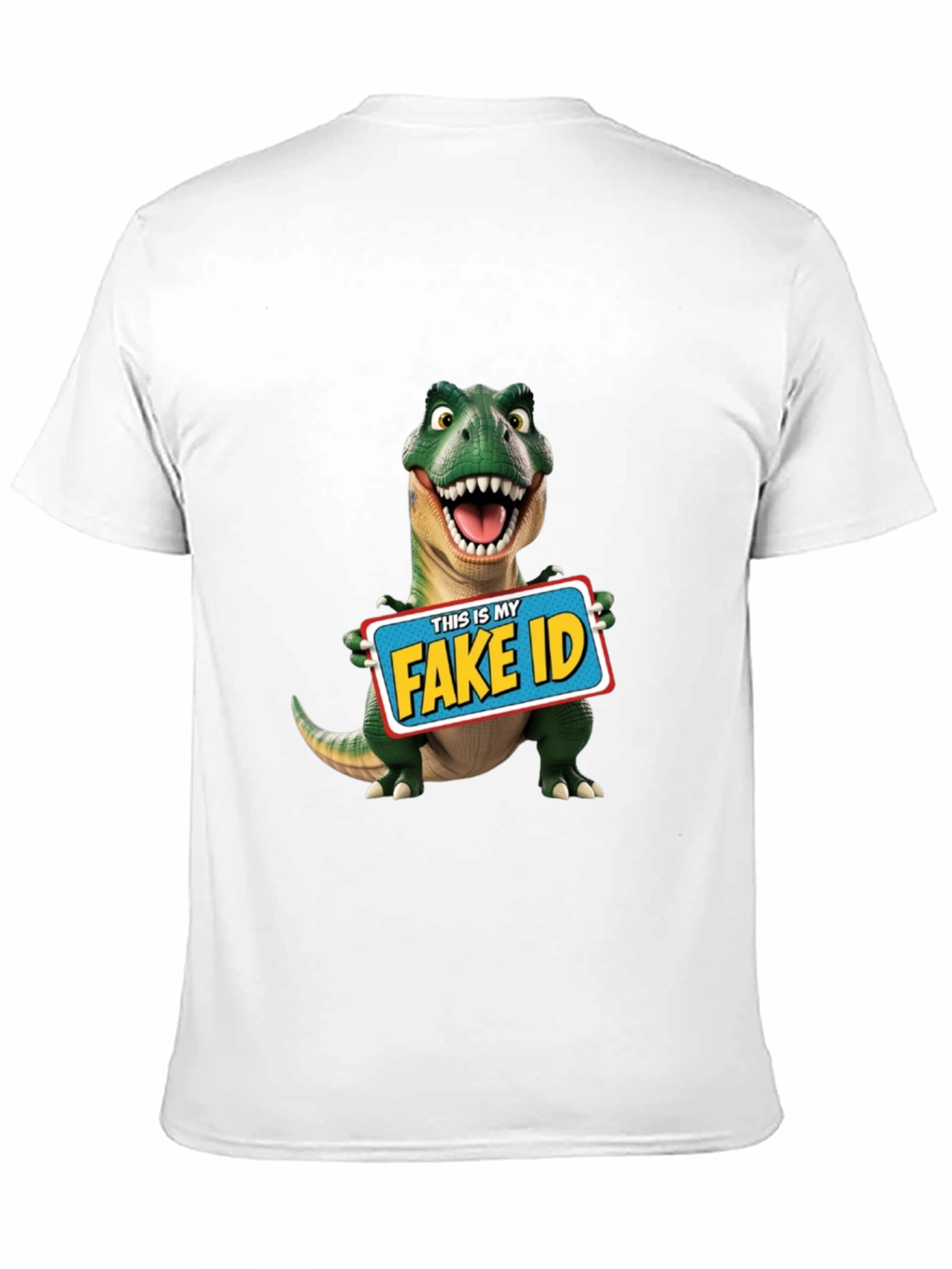 Black Funny Dinosaur Fake ID T-Shirt view 11