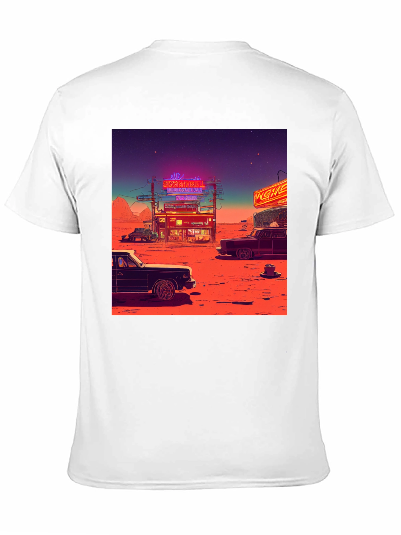 Black Retro Desert Neon T-Shirt view 11