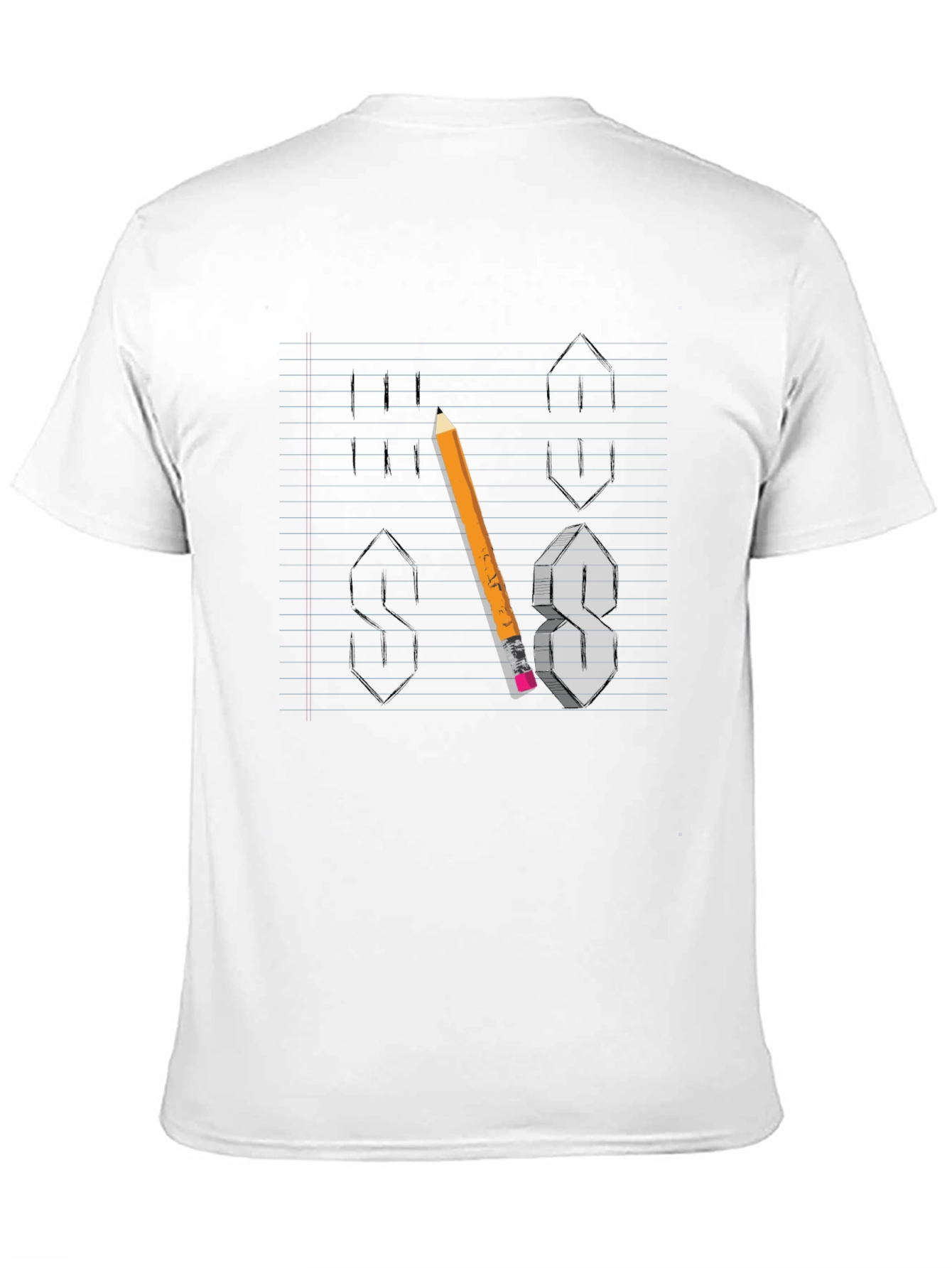 Black Cool S Pencil Design Black T-Shirt view 11