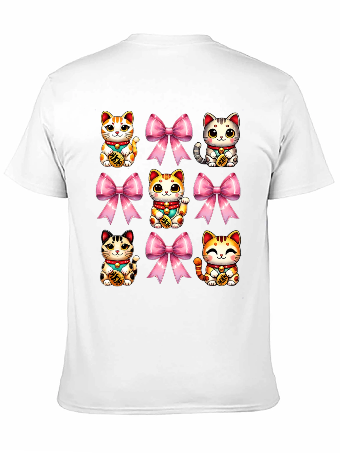 Black Lucky Cat & Bow T-Shirt - Kawaii Style view 11