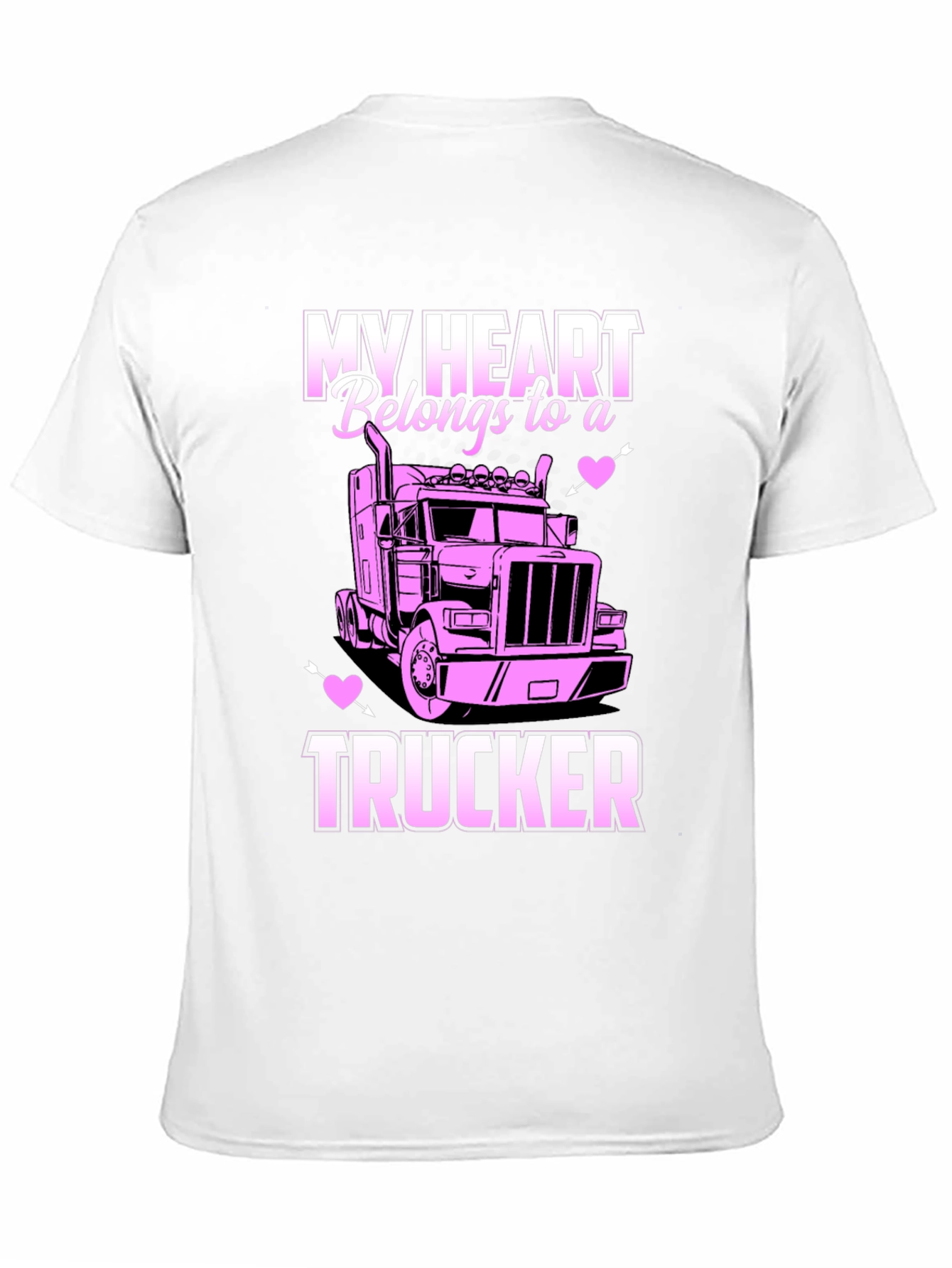 My Heart Belongs to a Trucker Black T-Shirt - 11