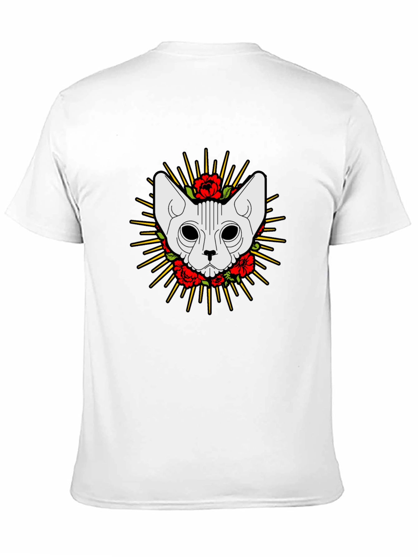 Black Cat & Roses Graphic T-Shirt - Black Cotton Tee view 11