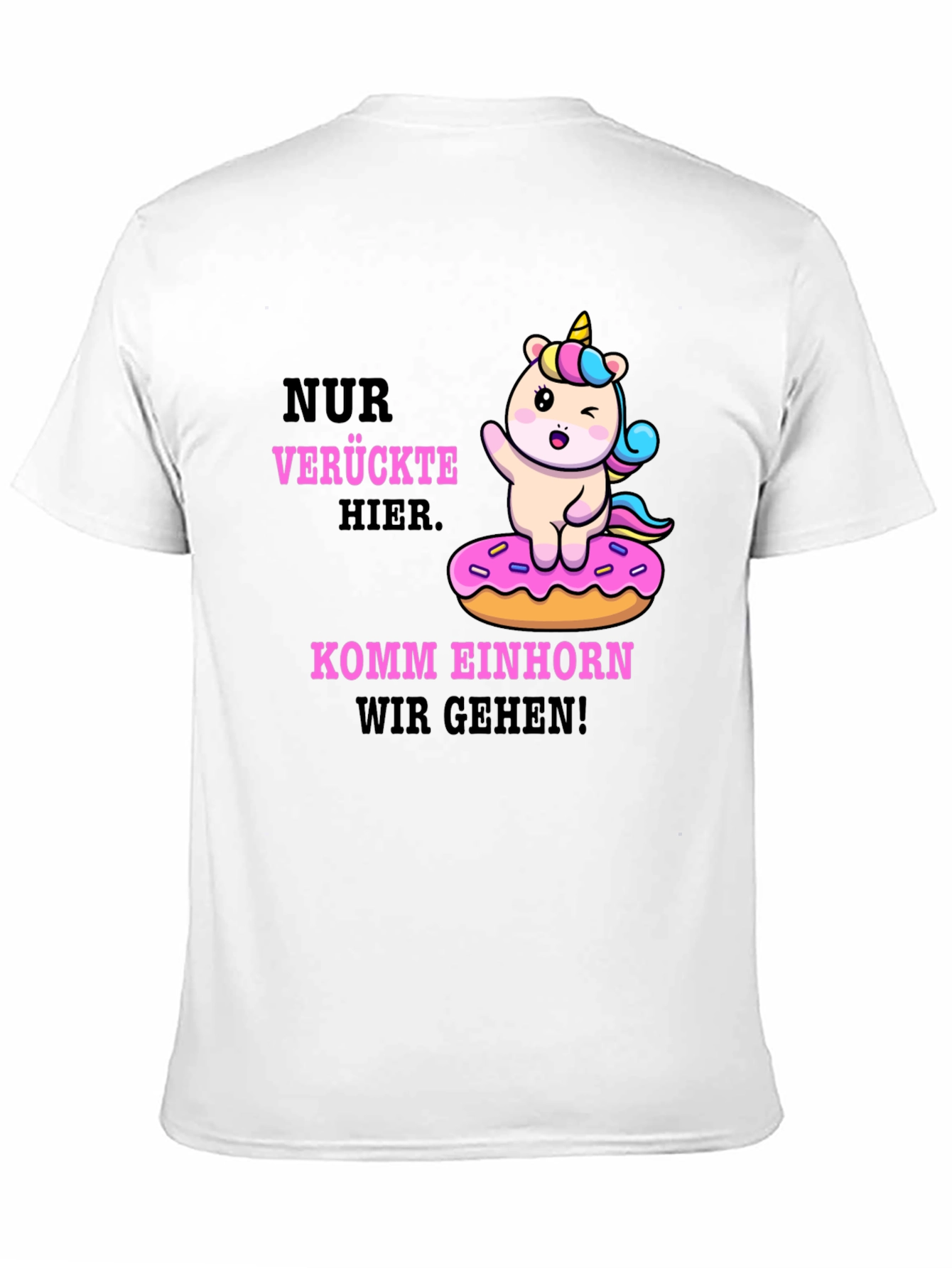 Black Funny Unicorn Donut T-Shirt - Verruckte Hier Komm Einhorn view 11