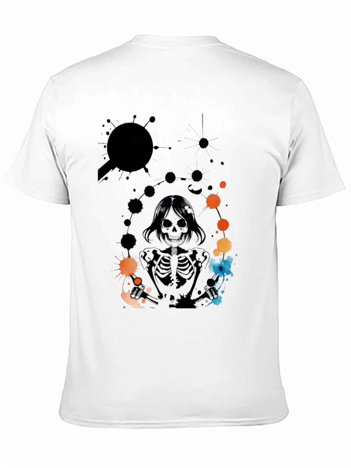 Black Skeleton Print Black T-Shirt view 11